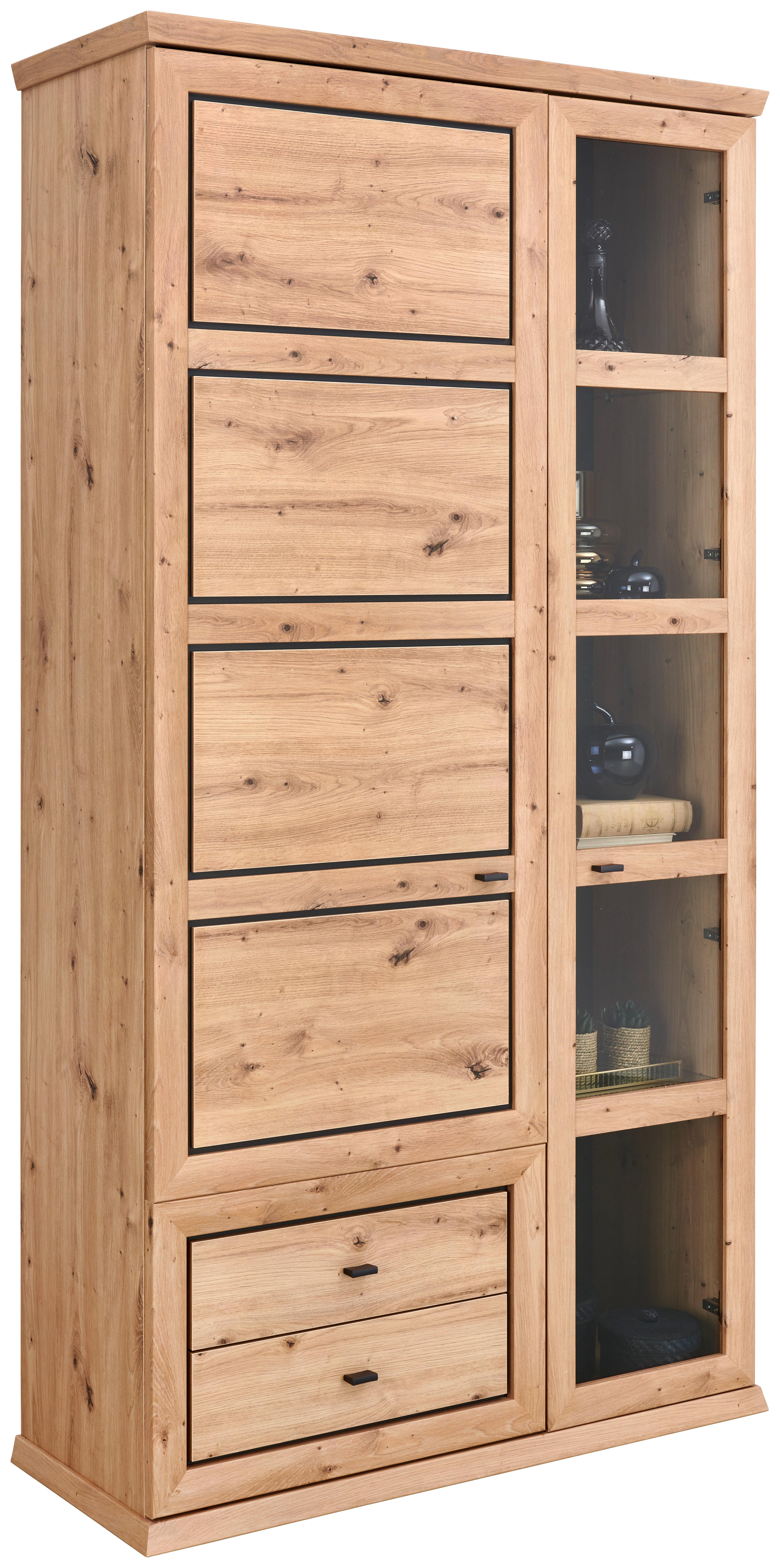 Vitrina Harvey, Barva Hrasta - barve hrasta/antracit, Konvencionalno, kovina/steklo (110/209/43cm) - Livetastic