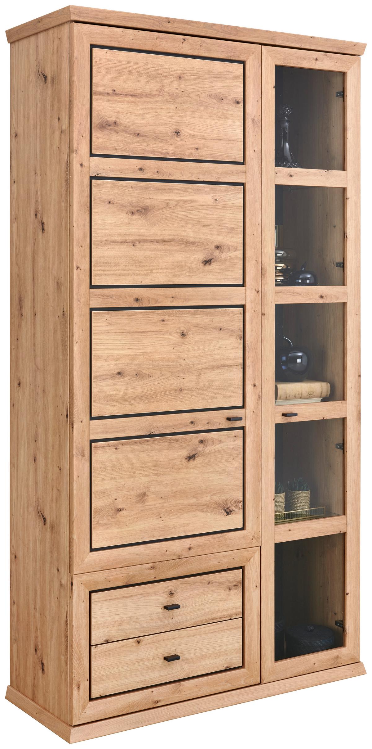 Vitrina Harvey, Barva Hrasta - barve hrasta/antracit, Konvencionalno, kovina/steklo (110/209/43cm) - Livetastic