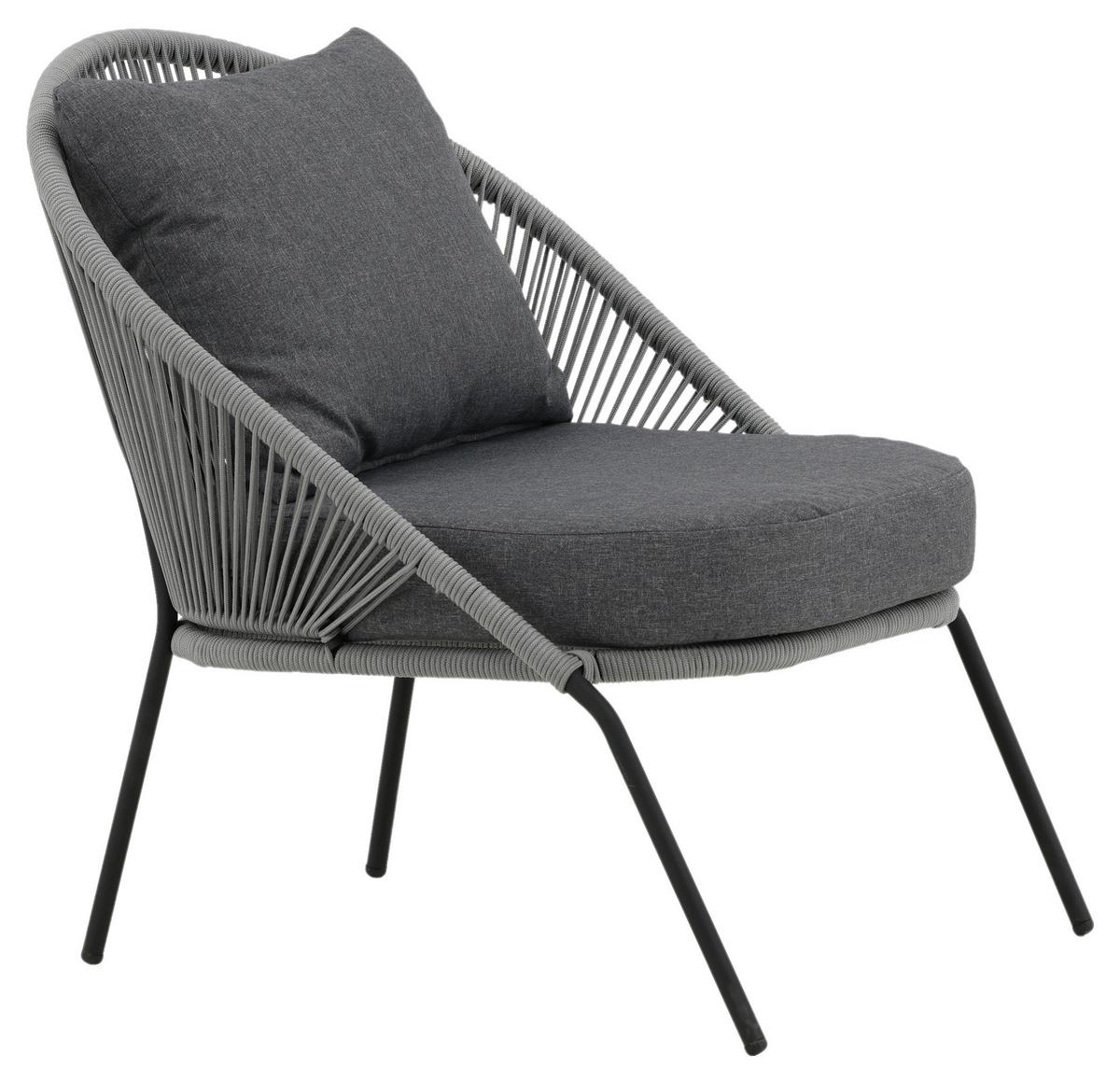 LOUNGESESSEL LINDOS - Schwarz/Grau, KONVENTIONELL, Kunststoff/Metall (73/78/85cm) - Gardenson