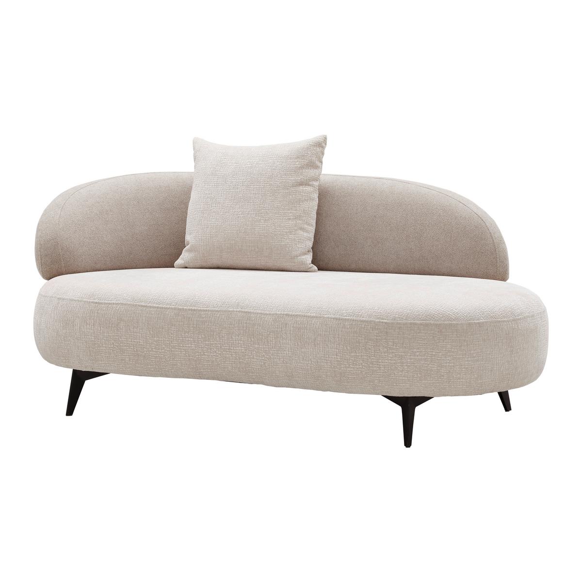 Recamiere Bondy Beige Ottomane mit Armlehne links - Beige/Schwarz, MODERN, Textil/Metall (180/83/105cm) - Premium Living