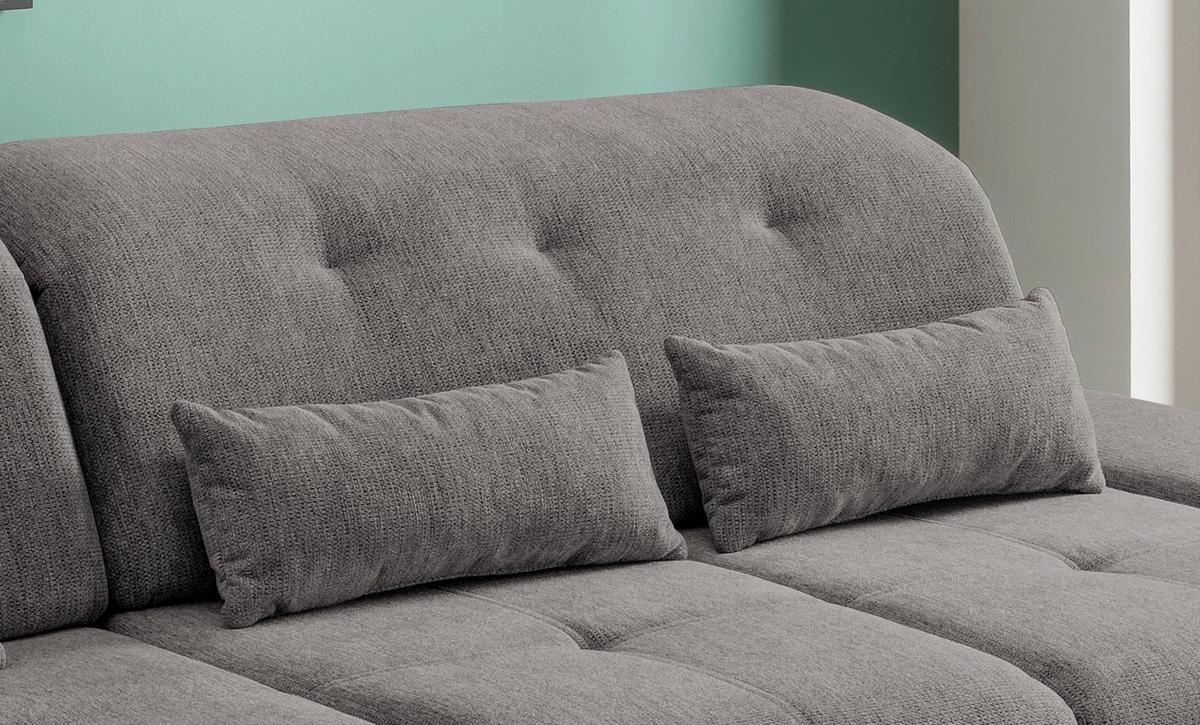 Wohnlandschaft Dalida Braun/Grau Chenille - Chromfarben/Graubraun, Design, Textil/Metall (196/300cm) - Livetastic