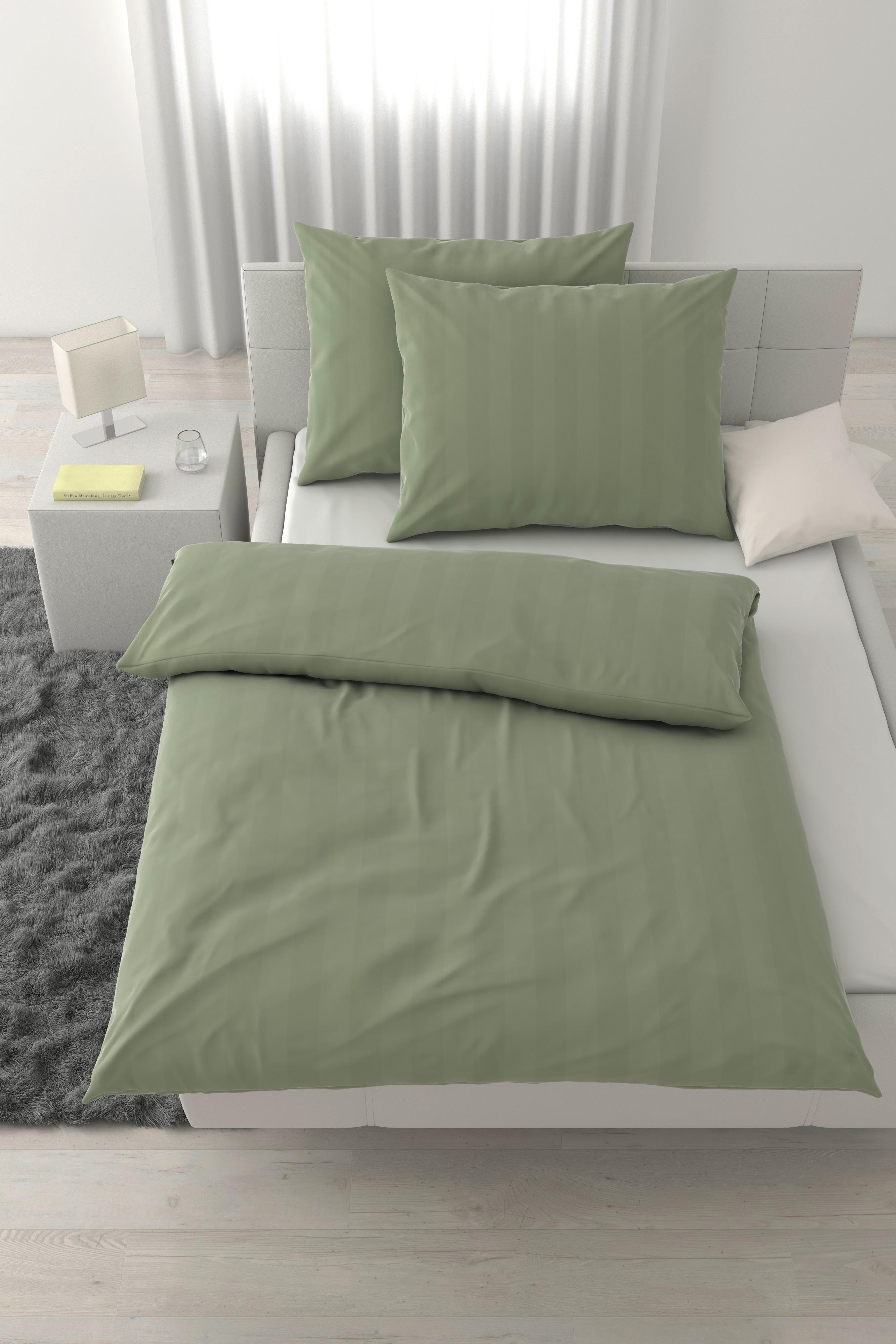 Lenjerie de pat, Xenia Streif 2x50x70/200x220 cm - verde deschis, Modern, textil (200/220cm) - Premium Living