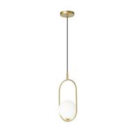 Hängeleuchte Weiß/Goldfarben max. 28 Watt - Weiß, Design, Glas/Metall (18,5/15/120cm)