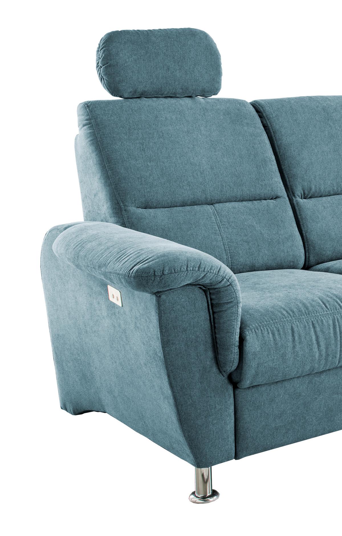 Wohnlandschaft Parole Hellblau Mikrofaser - Chromfarben/Hellblau, KONVENTIONELL, Textil/Metall (292/165cm) - Livetastic