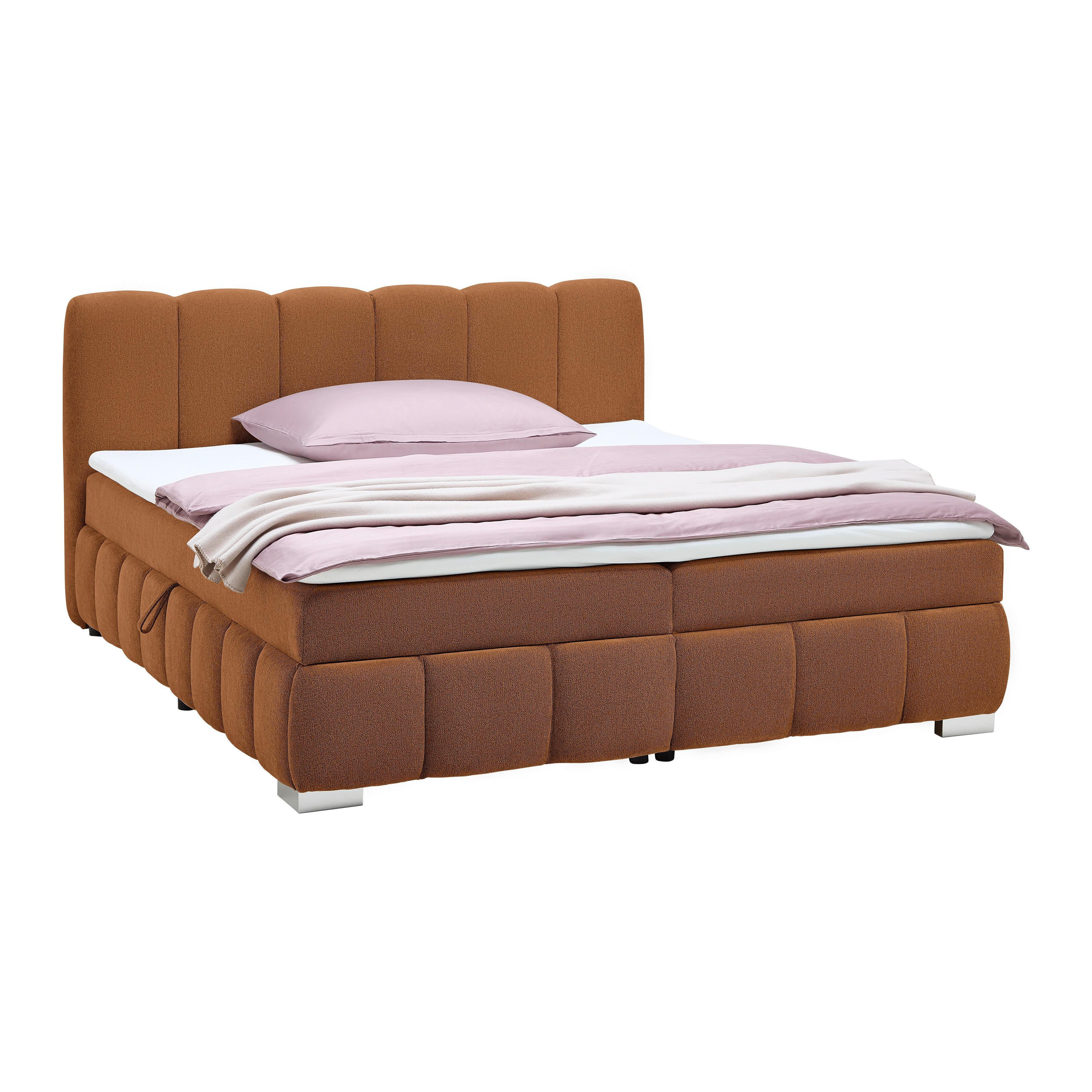 Boxbett Elaris Rostfarben ca. 140x200cm - Chromfarben/Rostfarben, KONVENTIONELL, Kunststoff/Textil (140/200cm) - Mömax