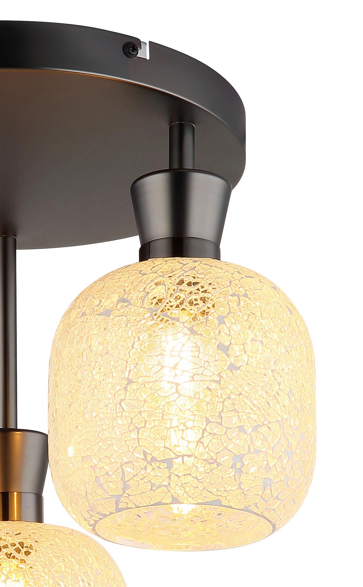 Stropna Svjetiljka Brokana - crni krom/prozirno, Design, staklo/metal (33/30,5cm) - Globo