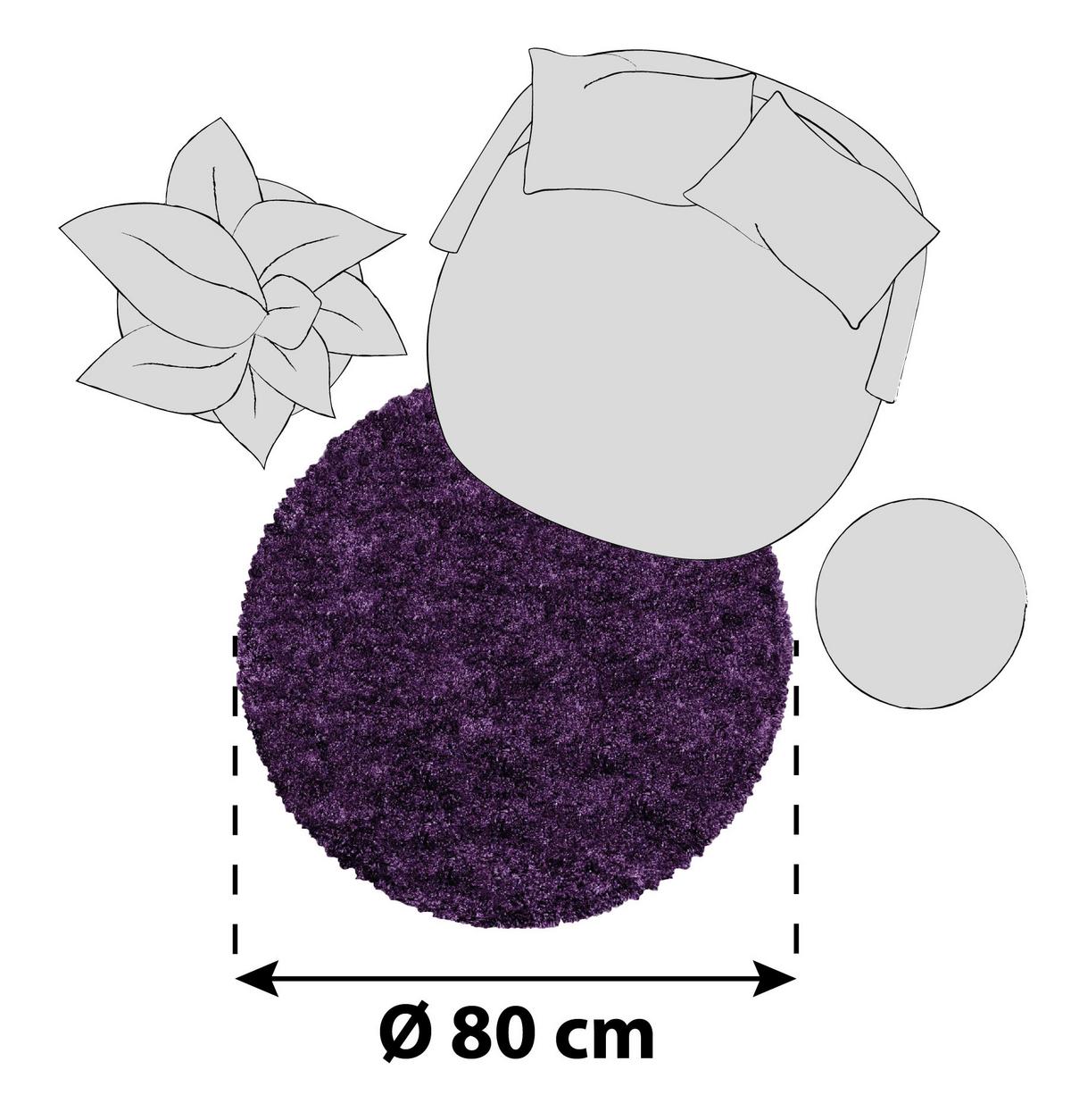 Hochflorteppich Fluffy Lila Ø ca. 80cm - Lila, Basics, Textil (80cm)