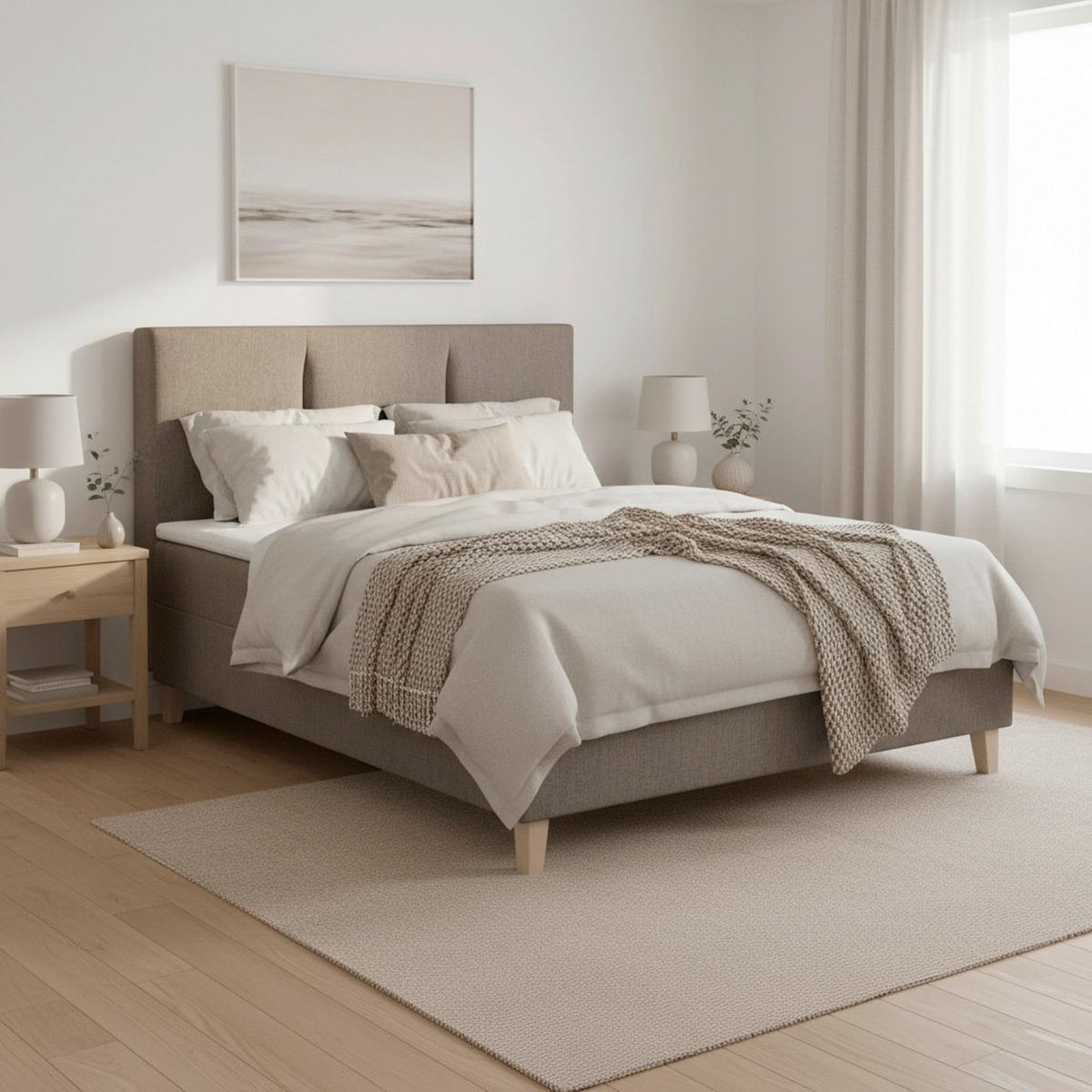 Box Ágy 140x200 Monza - barna, Modern, textil/fa (140/200cm) - Bessagi Home