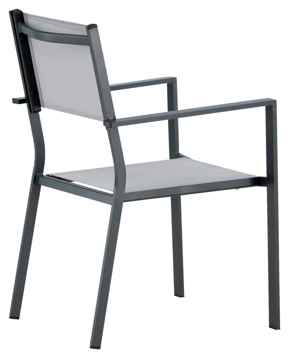 Stapelsessel-2er Set Copacabana Grau/Schwarz - Schwarz/Grau, KONVENTIONELL, Textil/Metall (56,5/88/61cm) - Gardenson