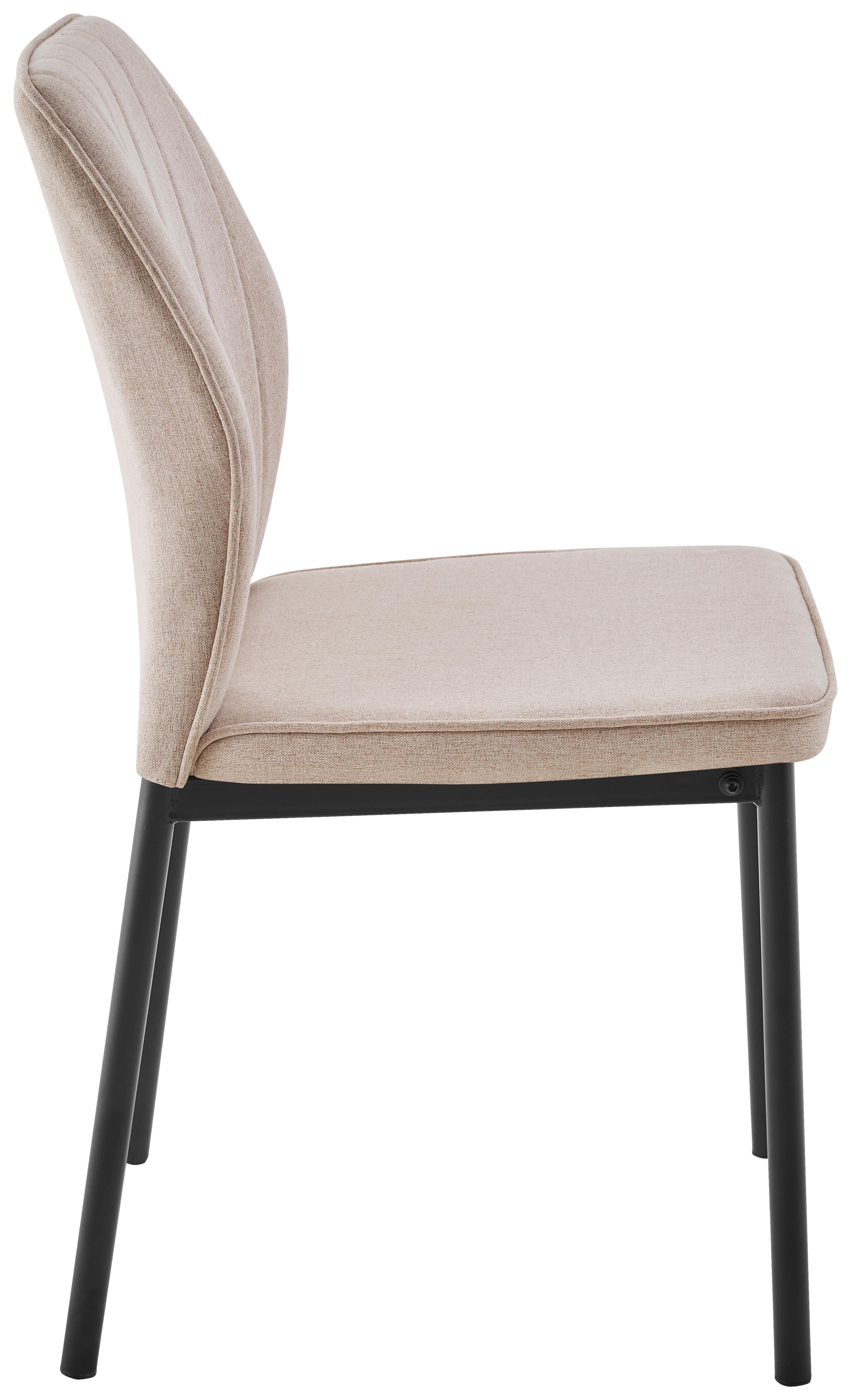 Stuhl Mia 2 Beige/Schwarz - Beige/Schwarz, Basics, Textil/Metall (44/86/52cm) - Based