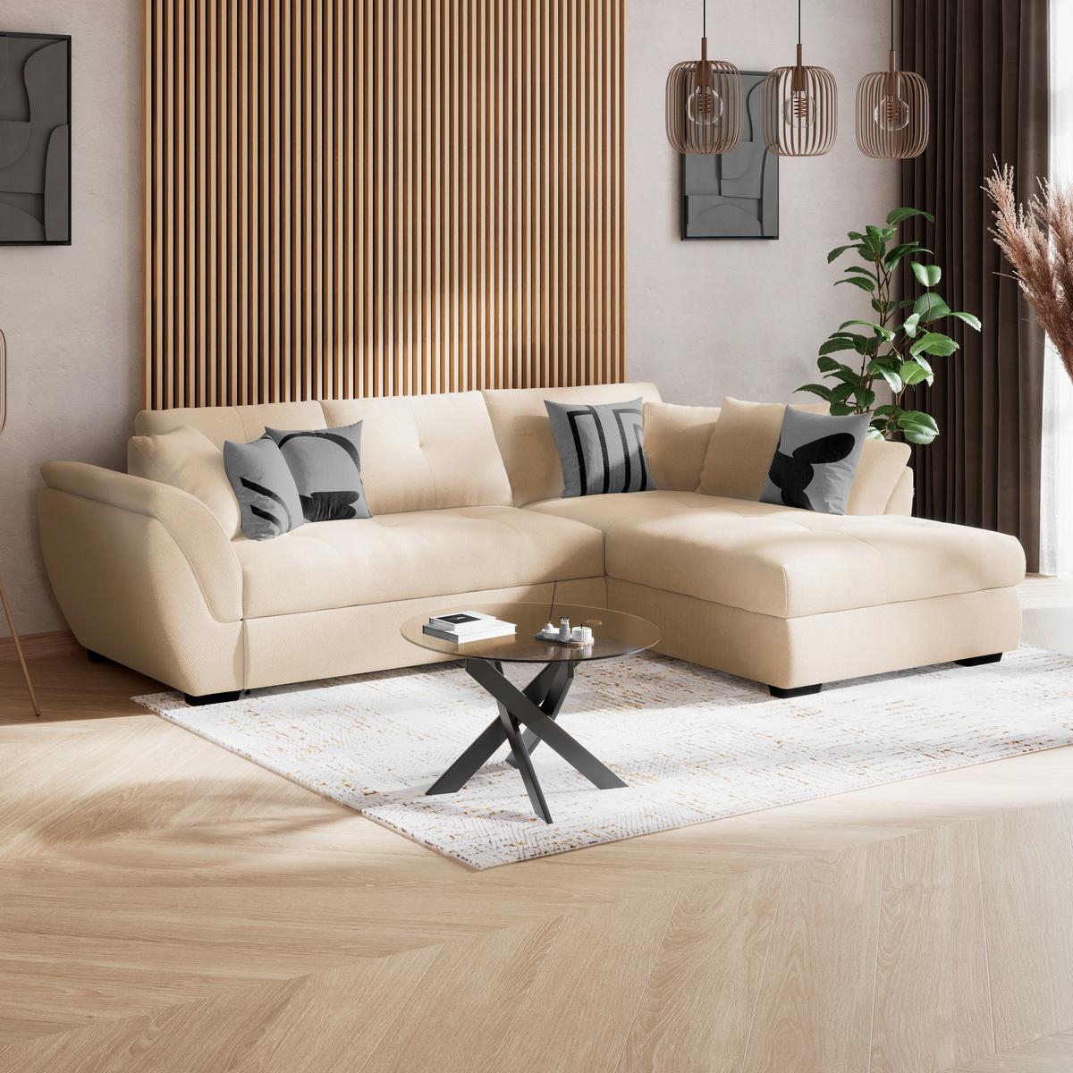 Kutna Garnitura Berisso - bež/crna, Konvencionalno, tekstil (278/187cm) - Ondega