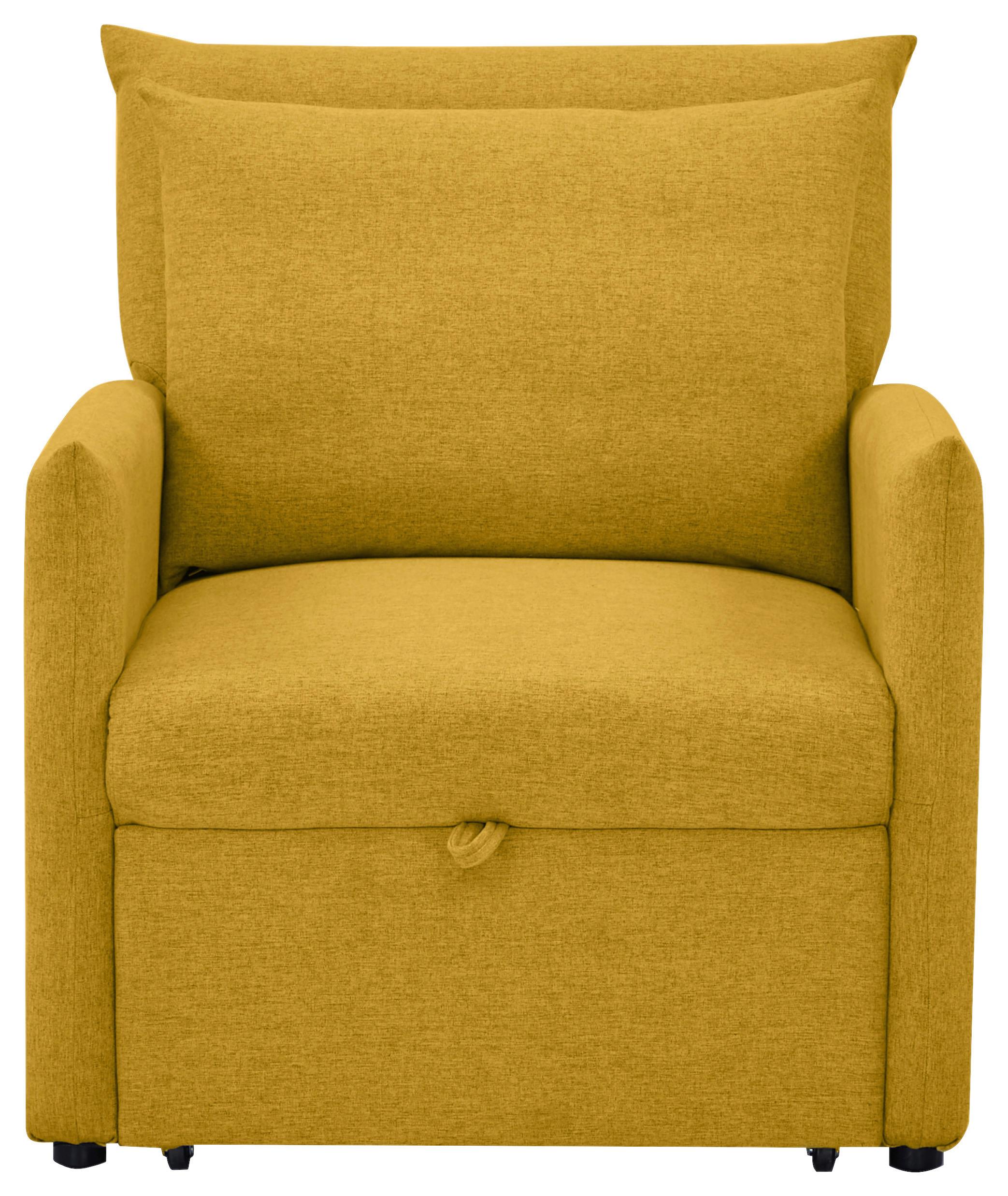 Fotelja Na Razvlačenje Celine - tamnožuta/crna, Moderno, drvo/tekstil (84/97/102cm) - Ondega
