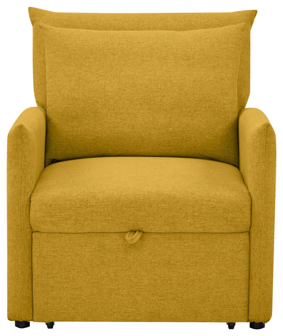 Fotelja Na Razvlačenje Celine - tamno žuta/crna, Moderno, drvo/tekstil (84/97/102cm) - Mömax