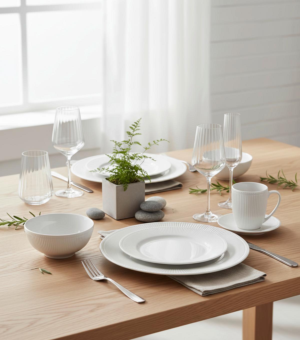 SERWIS OBIADOWO-ŚNIADANIOWY NELE - biały, Konventionell, ceramika - Landscape