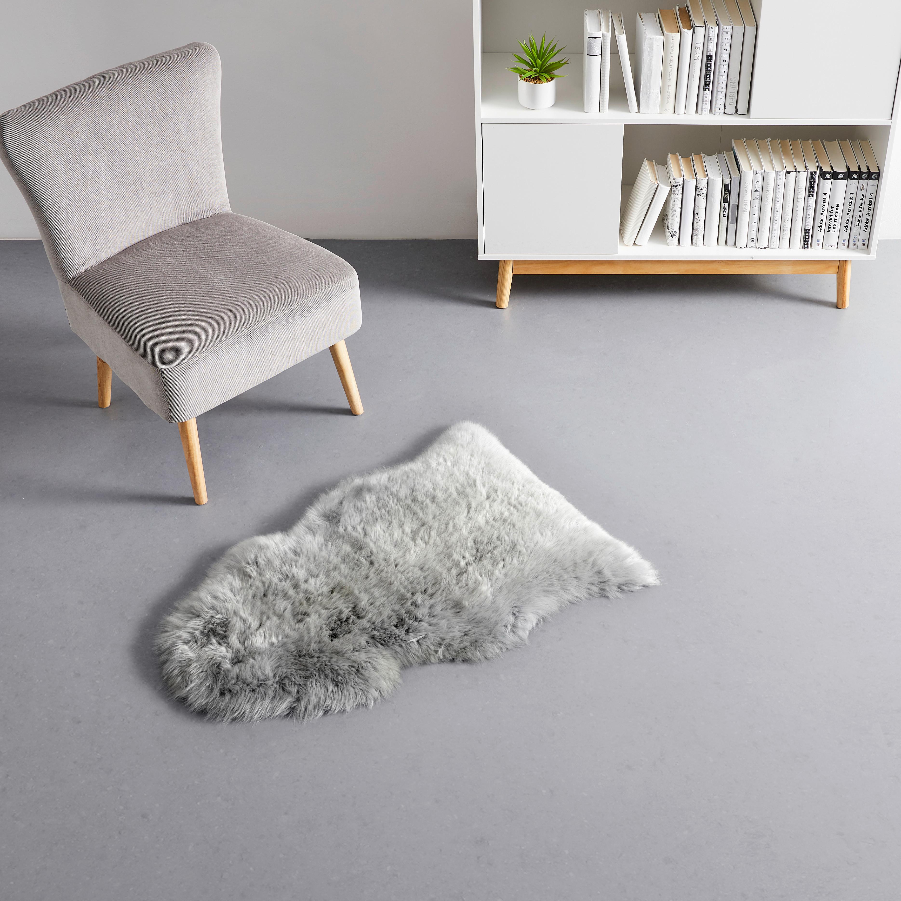 Schaffell Daciano in Silberfarben - Silberfarben, MODERN, Fell (95/60cm) - Bessagi Home