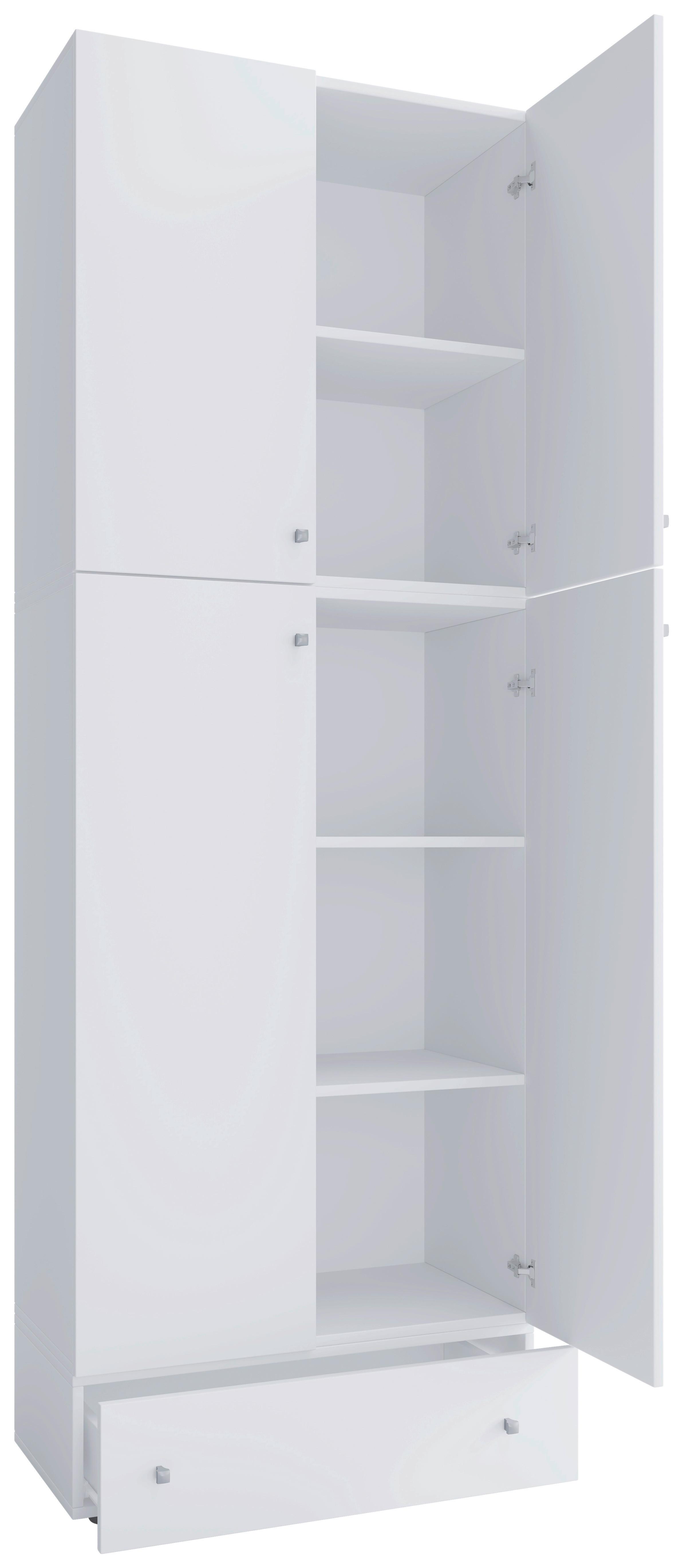 Kleiderschrank Lona XXL Weiß ca. 70x200x39 cm - Weiß/Grau, MODERN, Holzwerkstoff/Kunststoff (70/200/39cm) - MID.YOU