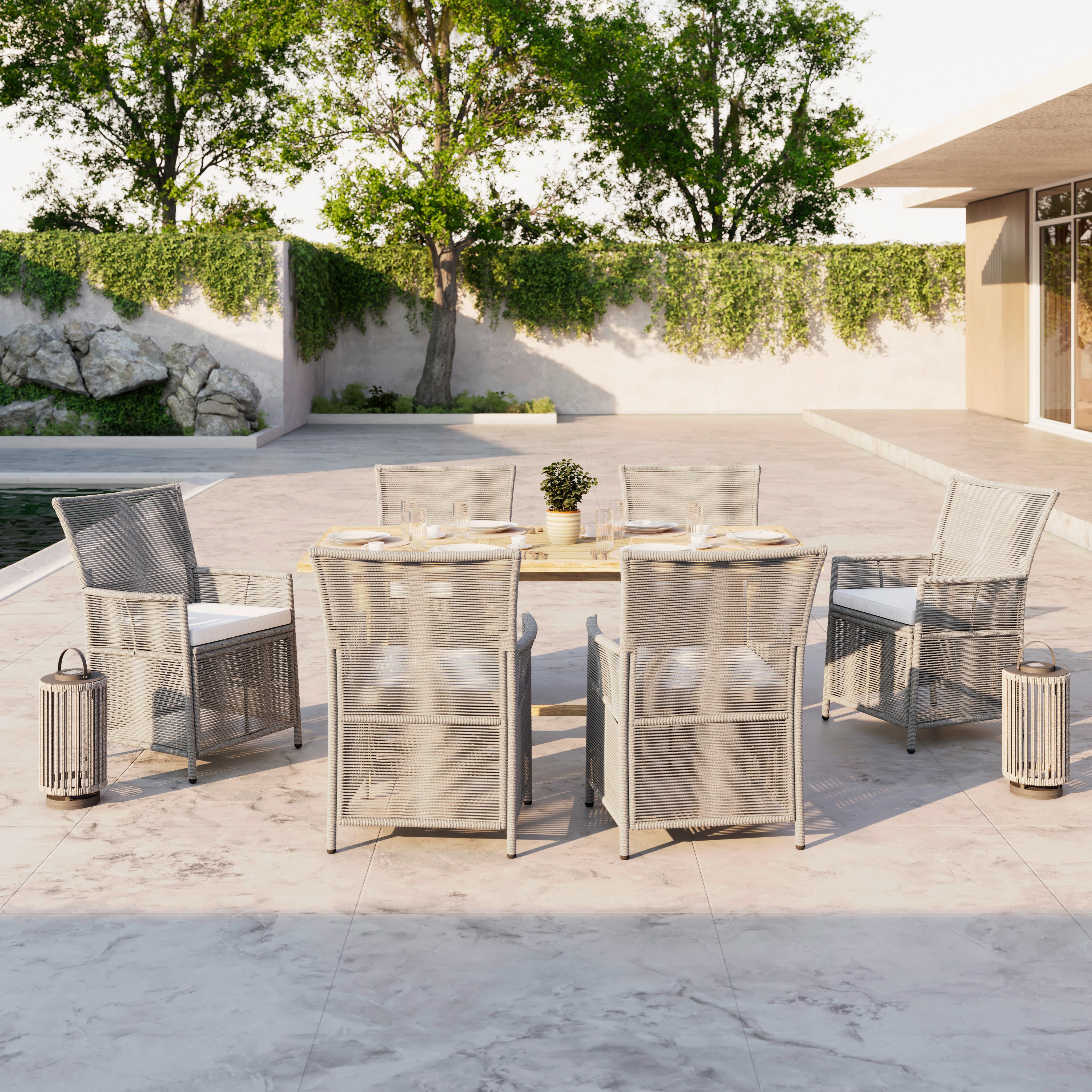 Set grădină Simone - gri deschis/culoare lemn acacia, Modern, plastic/lemn - Bessagi Garden