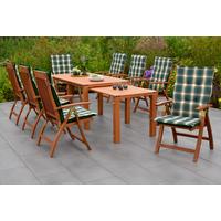 Gartenmöbel Comodoro Set 18-tlg Holz - Naturfarben/Grün, KONVENTIONELL, Holz/Textil - Gardenson