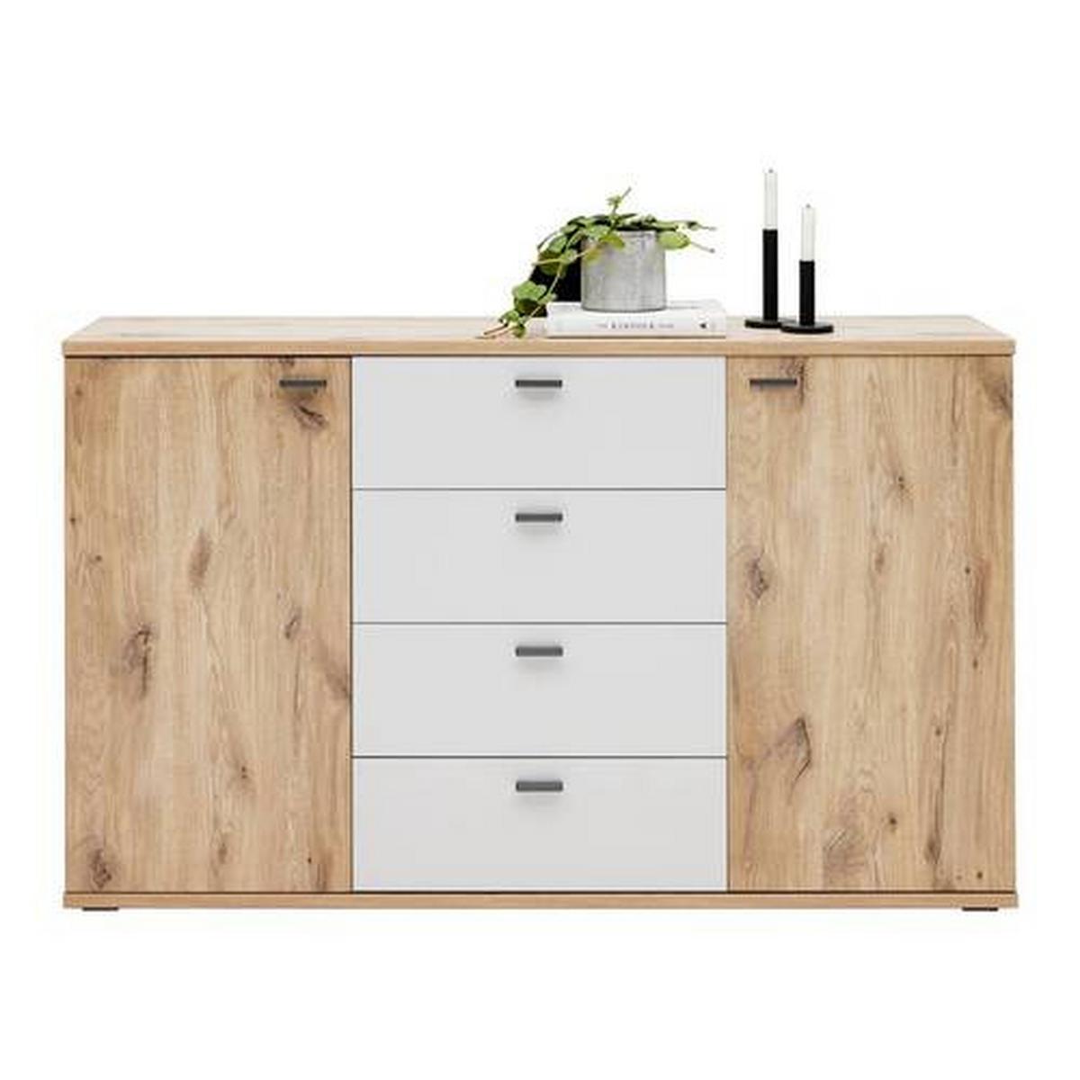 Kommode Ravenna in Eichefarben/Hellgrau - Eichefarben/Hellgrau, Konventionell, Holzwerkstoff/Kunststoff (150/90/38cm) - Premium Living