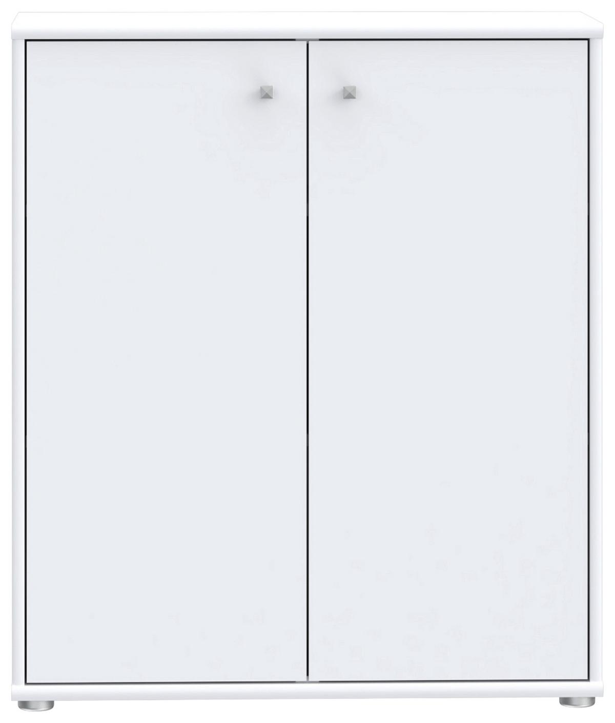 KOMODA TEMPRA 2 - biały/kolor aluminiowy, Design, materiał drewnopochodny (73,7/85,5/34,8cm)