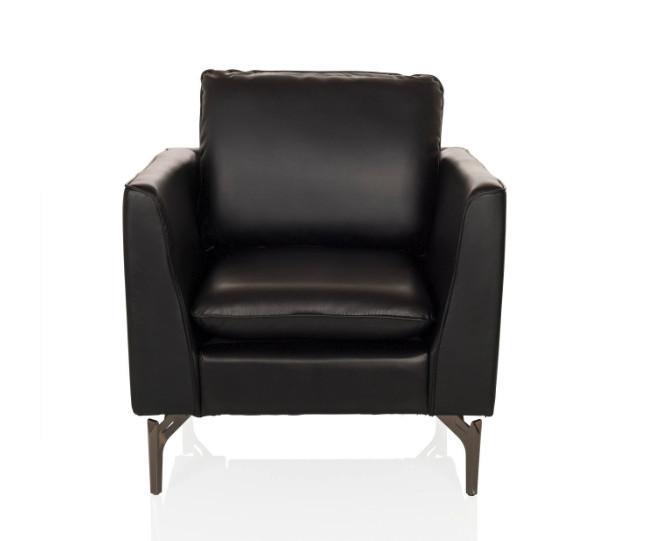 Fotelj Bavero, Črna - črna, Moderno, kovina/usnje (75/65/73cm) - MID.YOU