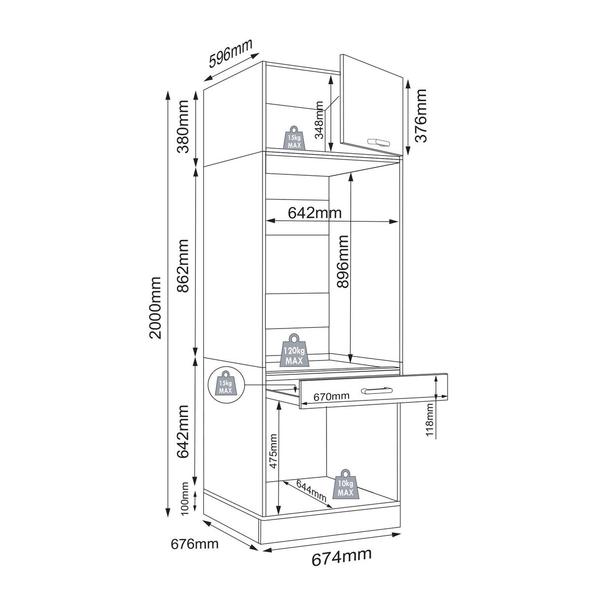 Waschmaschinenschrank Rislo - Honigeiche/Weiss, Trend, Holzwerkstoff/Kunststoff (67/200/68cm) - MID.YOU
