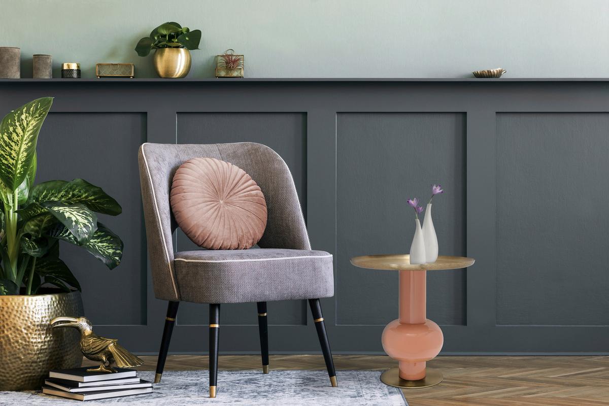 BEISTELLTISCH ART DECO 2225 - Goldfarben/Orange, Design, Metall (50/50cm) - Kayoom