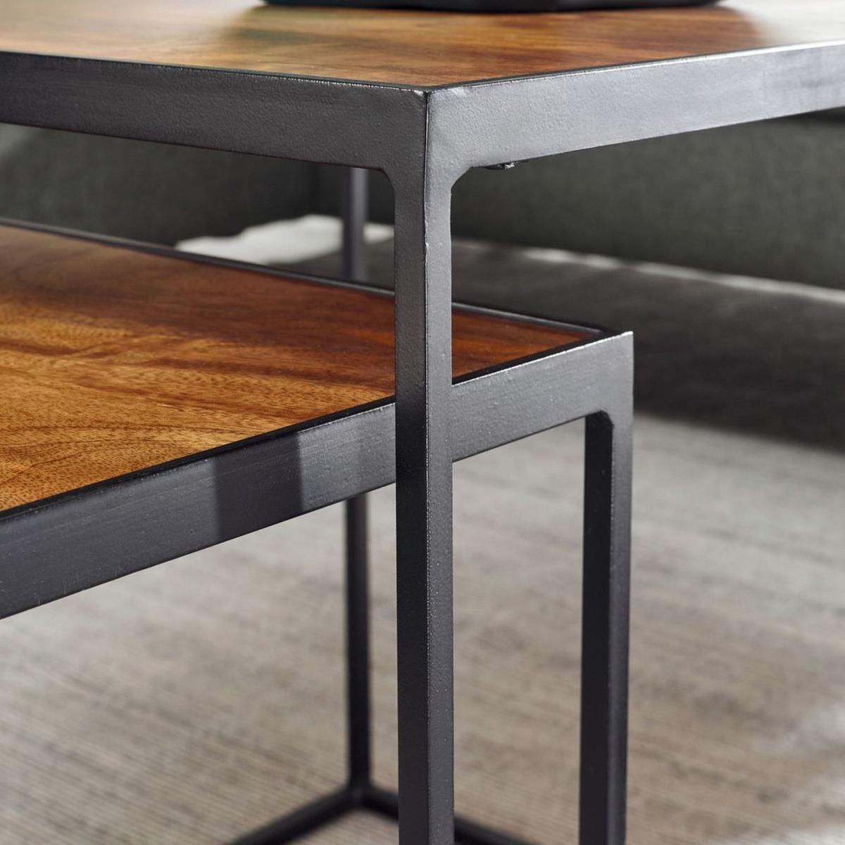 Set Mizic Wohnling - črna/rjava, Moderno, kovina/les (40/40/44cm) - MID.YOU