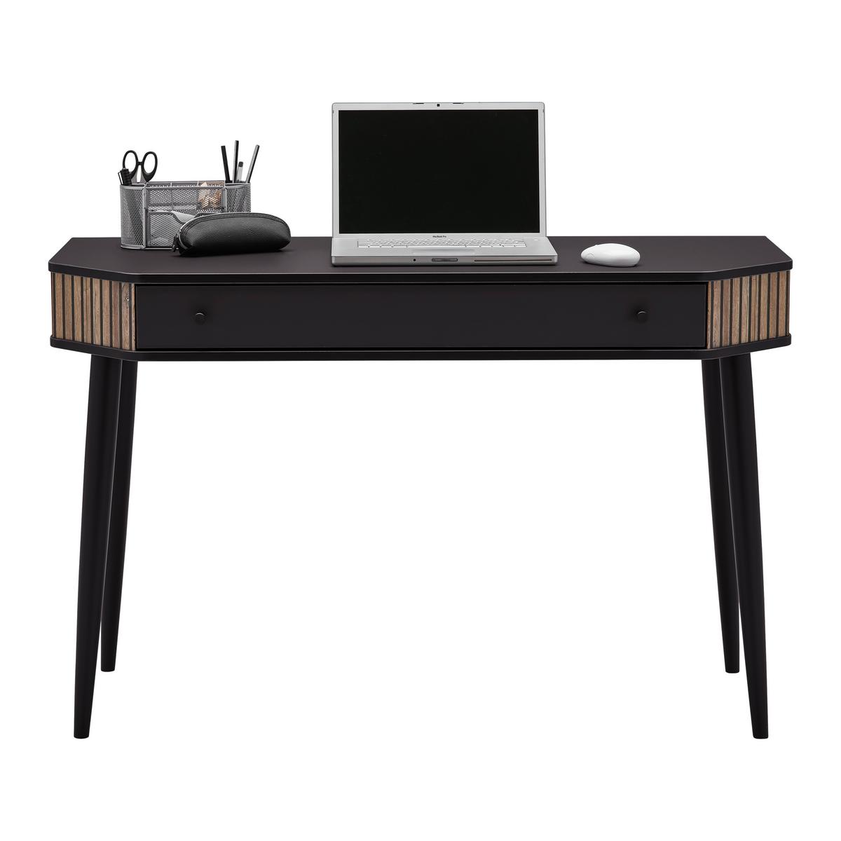 Schreibtisch Capri in Schwarz/Eichefarben - Eichefarben/Alufarben, MODERN, Holz/Holzwerkstoff (120/76/50cm) - Mömax