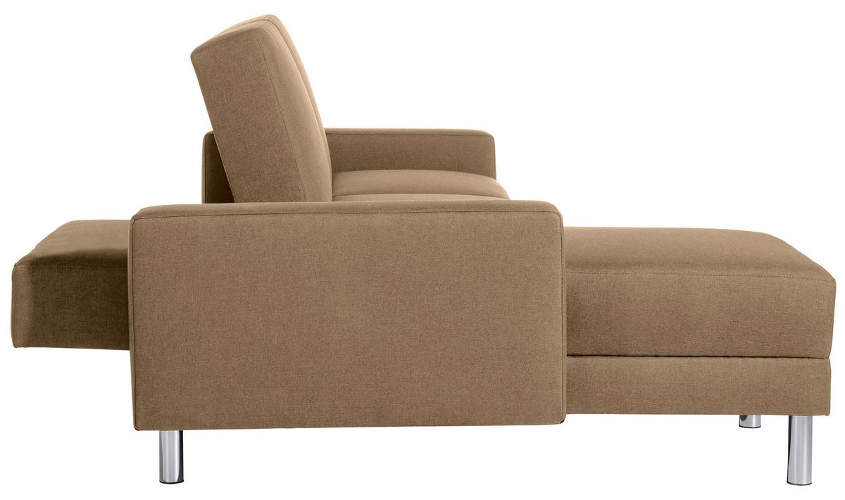 ECKSCHLAFSOFA JUST FASHION - Sandfarben/Chromfarben, KONVENTIONELL, Textil/Metall (152/230cm) - Max Winzer