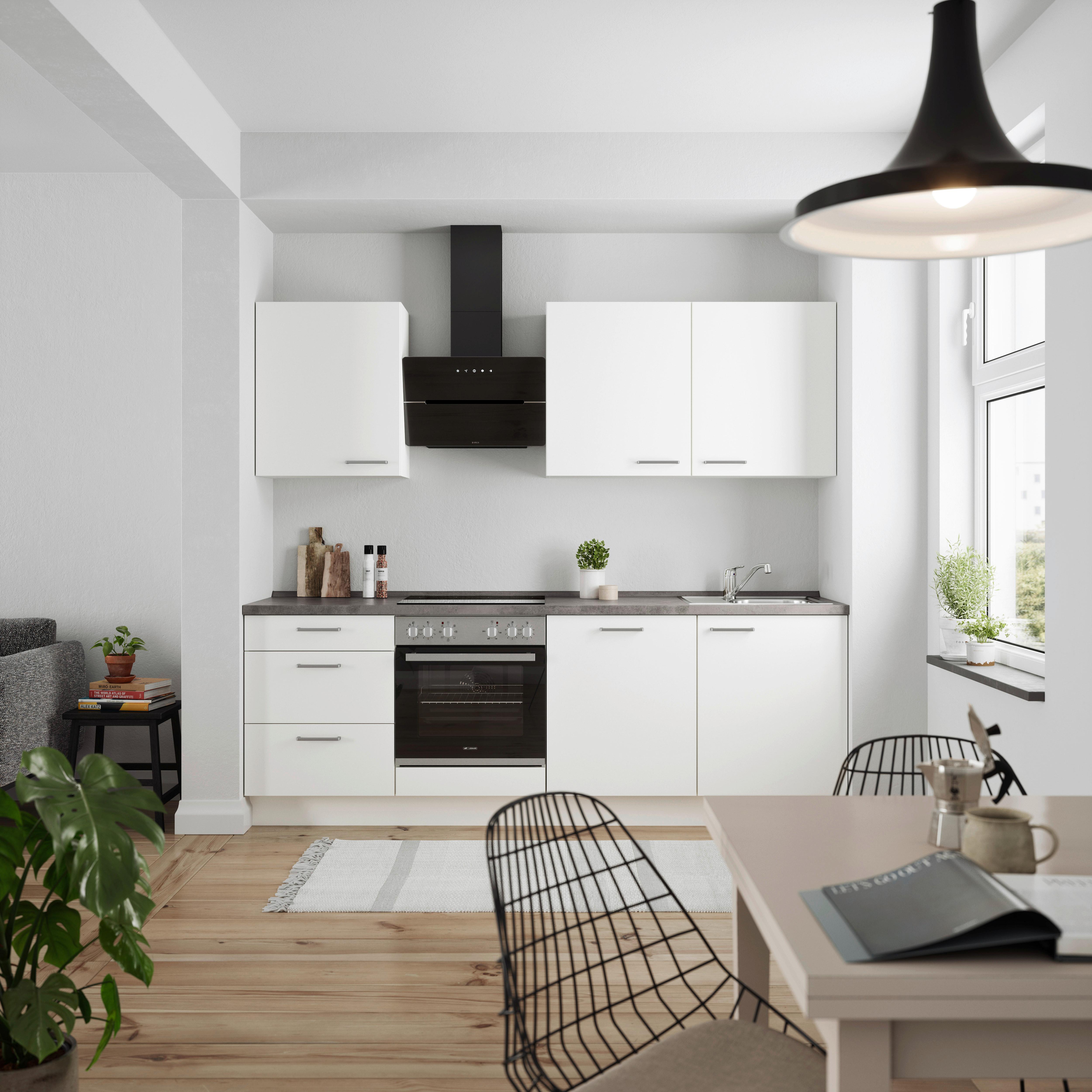 Küchenleerblock Touch High o. Geräte Weiß - Edelstahlfarben/Weiß, MODERN, Holzwerkstoff/Metall (240cm) - Nobilia