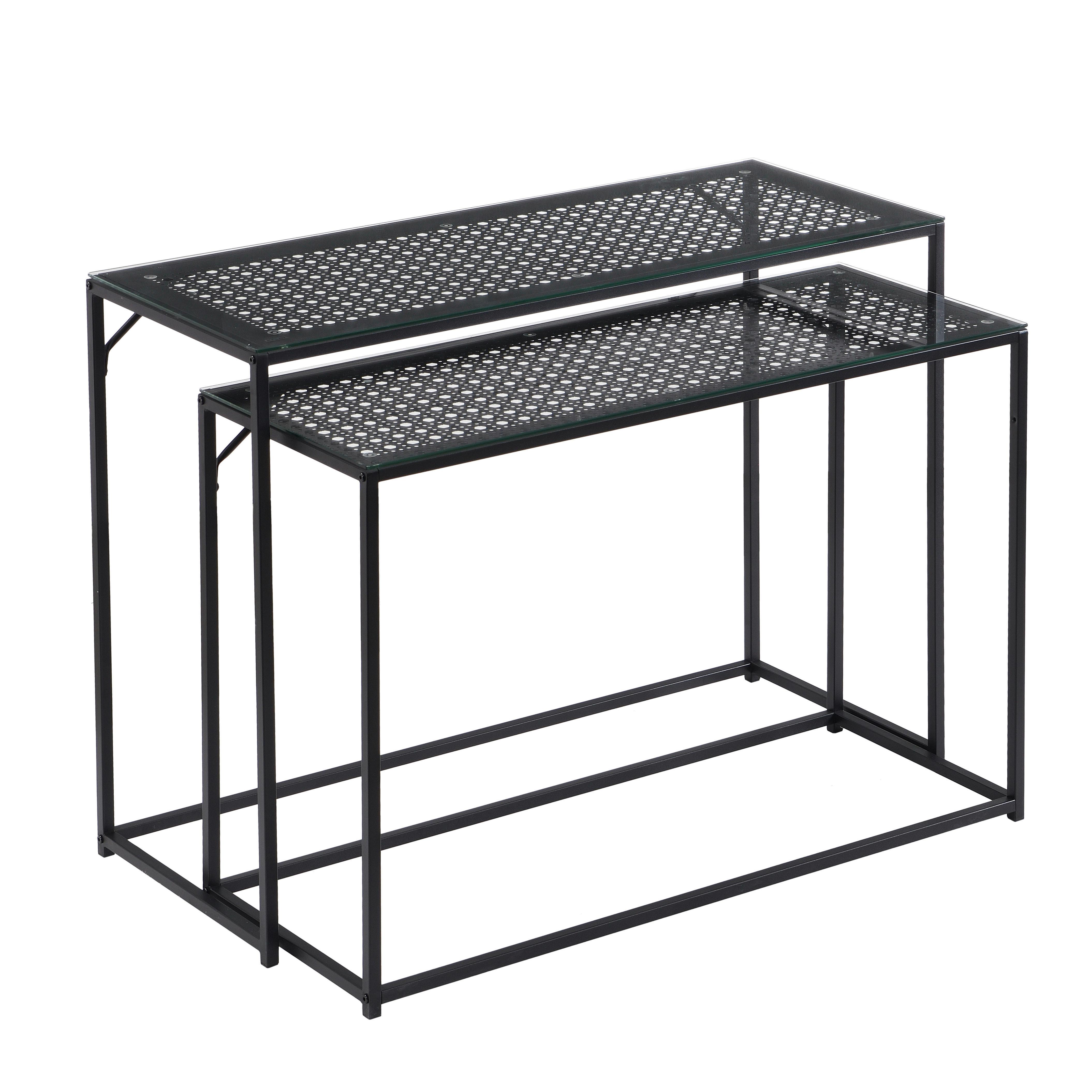 Beistelltischset Wl7.331 - Schwarz, Design, Glas/Metall (100/40/77cm) - MID.YOU