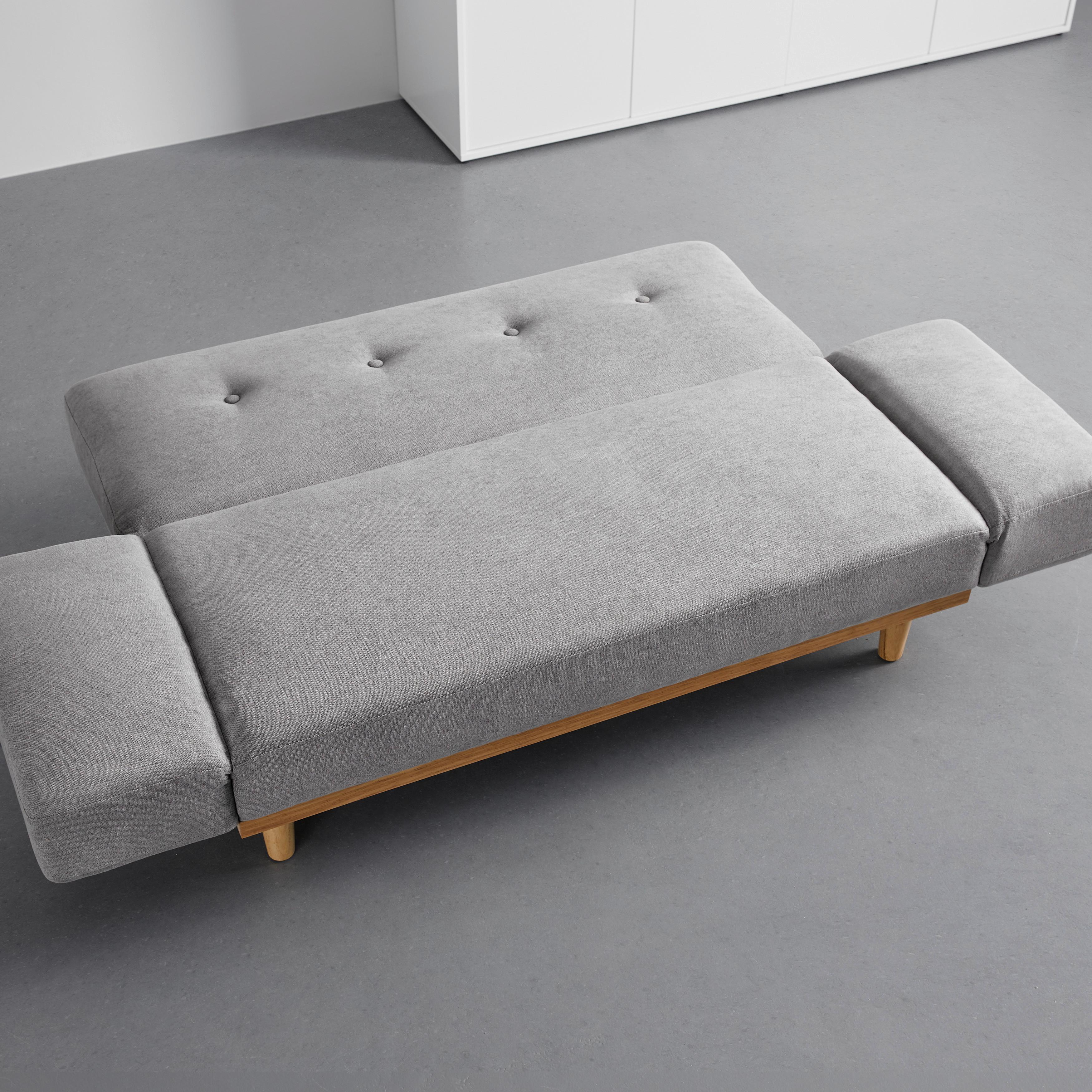 canapé-lit inkl. 2 Kissen - gris clair/couleur écru, Modern, textile/bois (169/71/79cm) - Bessagi Home