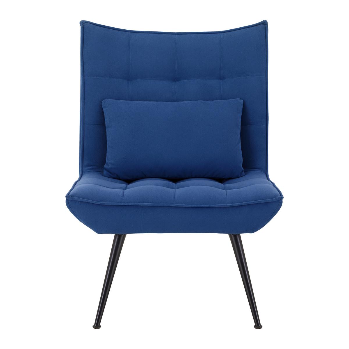 Relaxsessel mit Hocker Toma Blau Samt - Blau/Schwarz, MODERN, Holz/Textil (68/95/66cm) - Bessagi Home