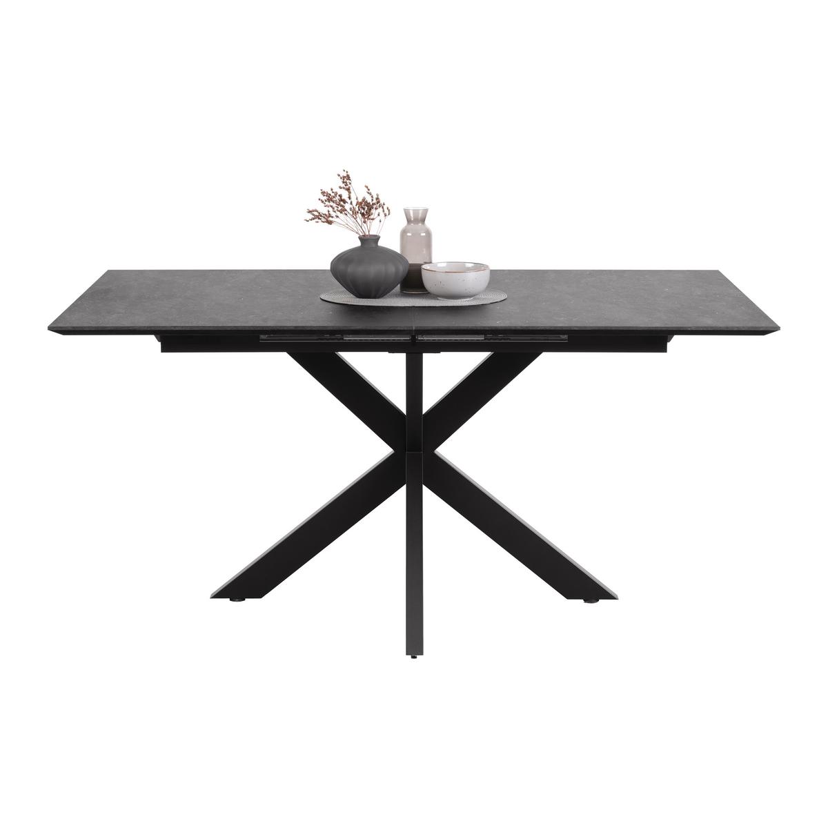 Ausziehtisch Dinner Konzept 3 Schwarz ca. 160x74,5x90cm - Schwarz, Modern, Holzwerkstoff/Metall (160/90/74,5cm) - Mömax