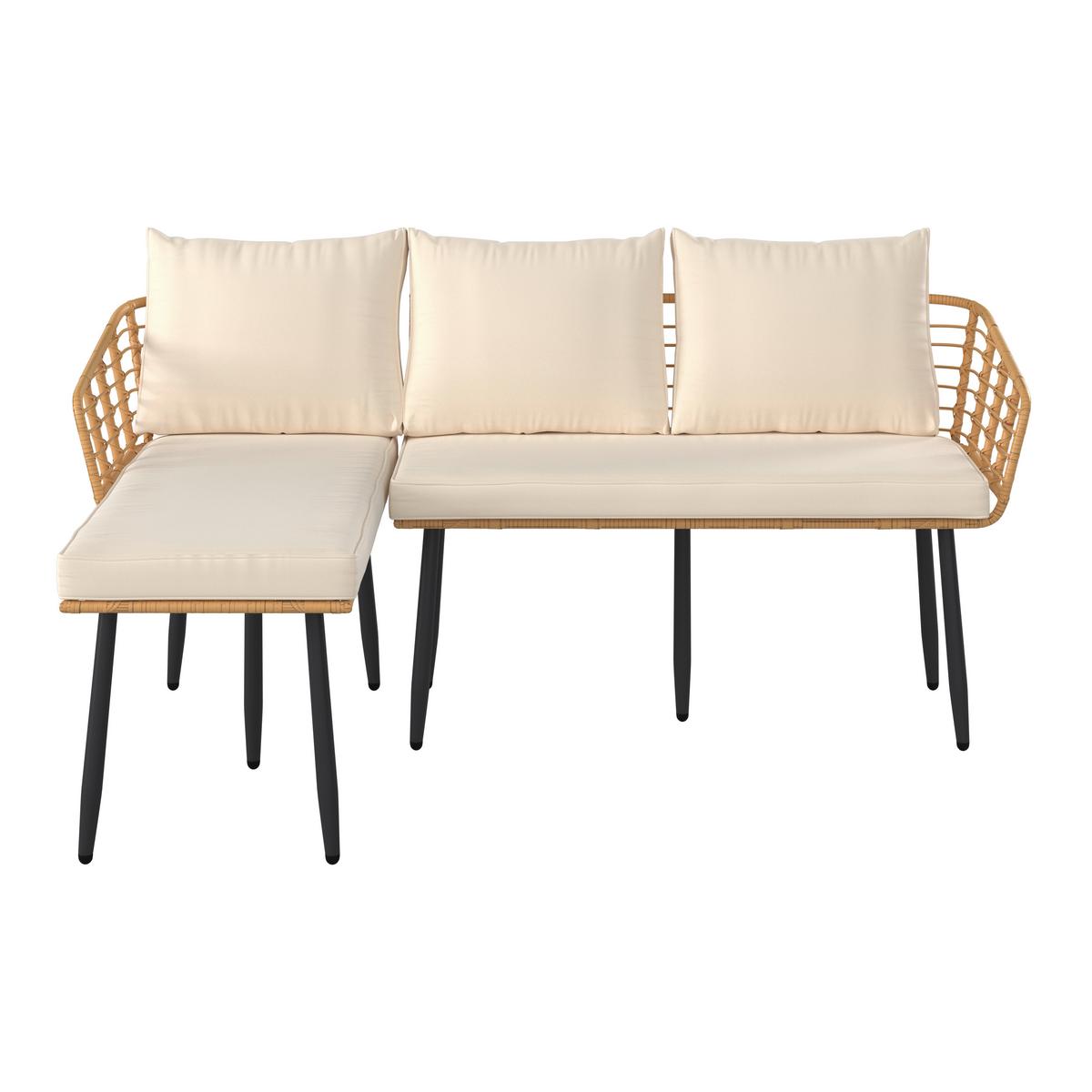 KOMPLET MEBLI TARASOWYCH NIZZA - beżowy/kolor naturalny, Modern, tworzywo sztuczne/metal (187/67/65cm) - Ambia Garden