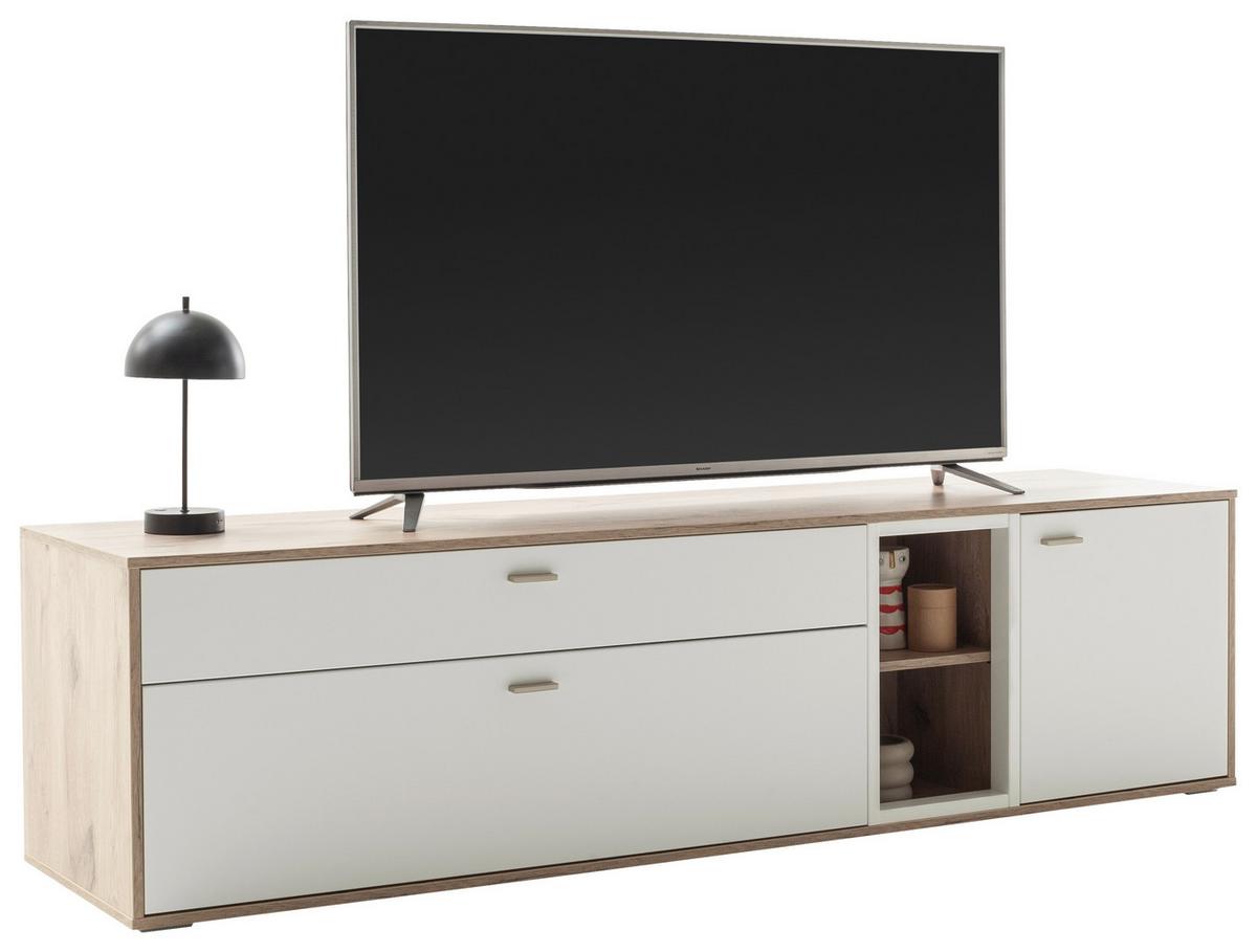 TV-Element Santerno Weiß/Eichefarben - Eichefarben/Weiß, KONVENTIONELL, Holzwerkstoff/Metall (199/53/50cm) - Mömax