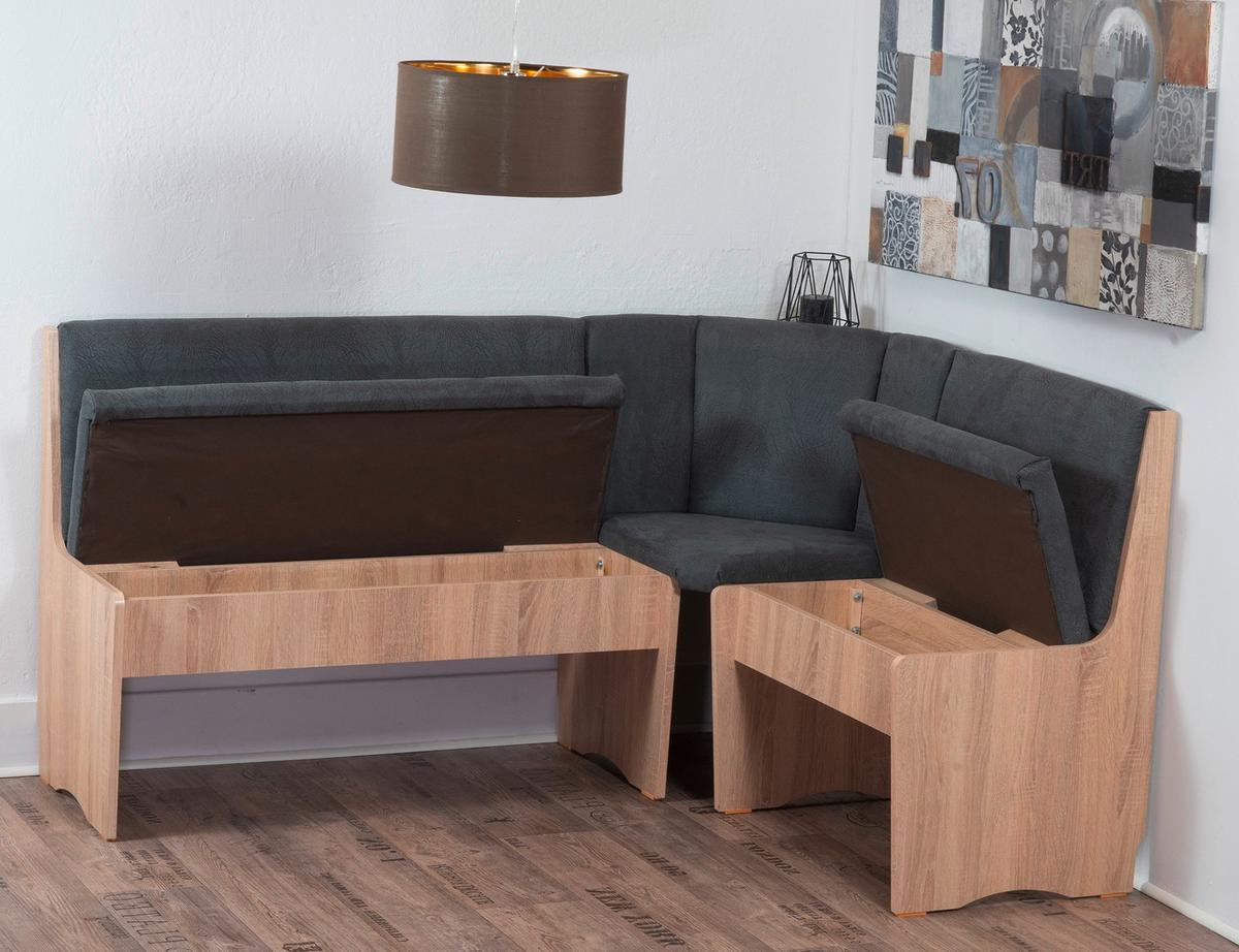 Eckbank Duisburg Grau/Sonoma Eiche - Grau/Sonoma Eiche, KONVENTIONELL, Holzwerkstoff/Textil (125/89/165cm) - P & B