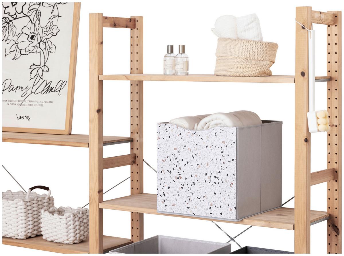 ZLOŽLJIV ZABOJ BETTY - siva, Konvencionalno, tekstil/leseni material (33/33/32cm) - Mömax