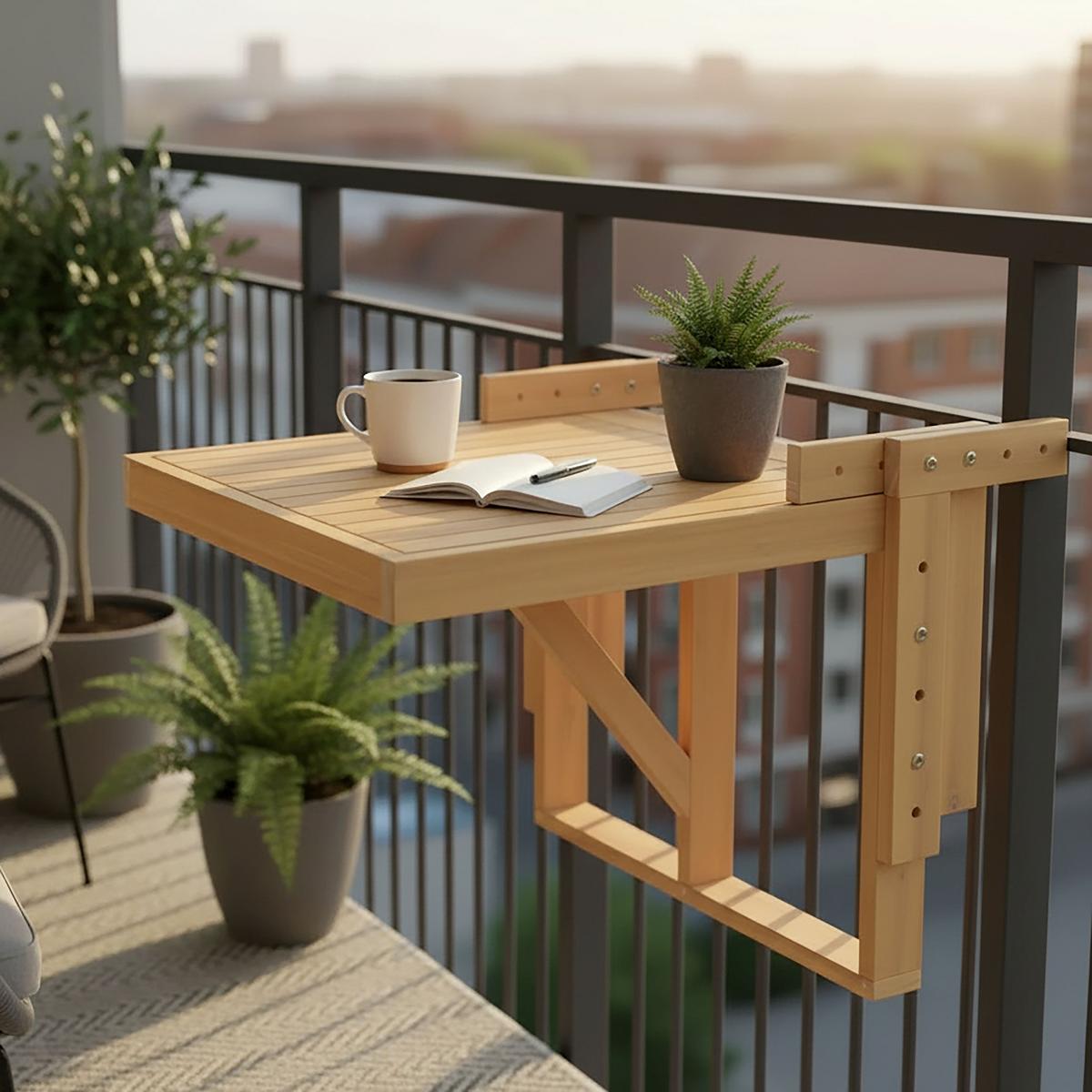 Balkontisch Heleno Akazie ca. 50x38x60cm - Akaziefarben, MODERN, Holz (50/38/60cm) - Bessagi Garden