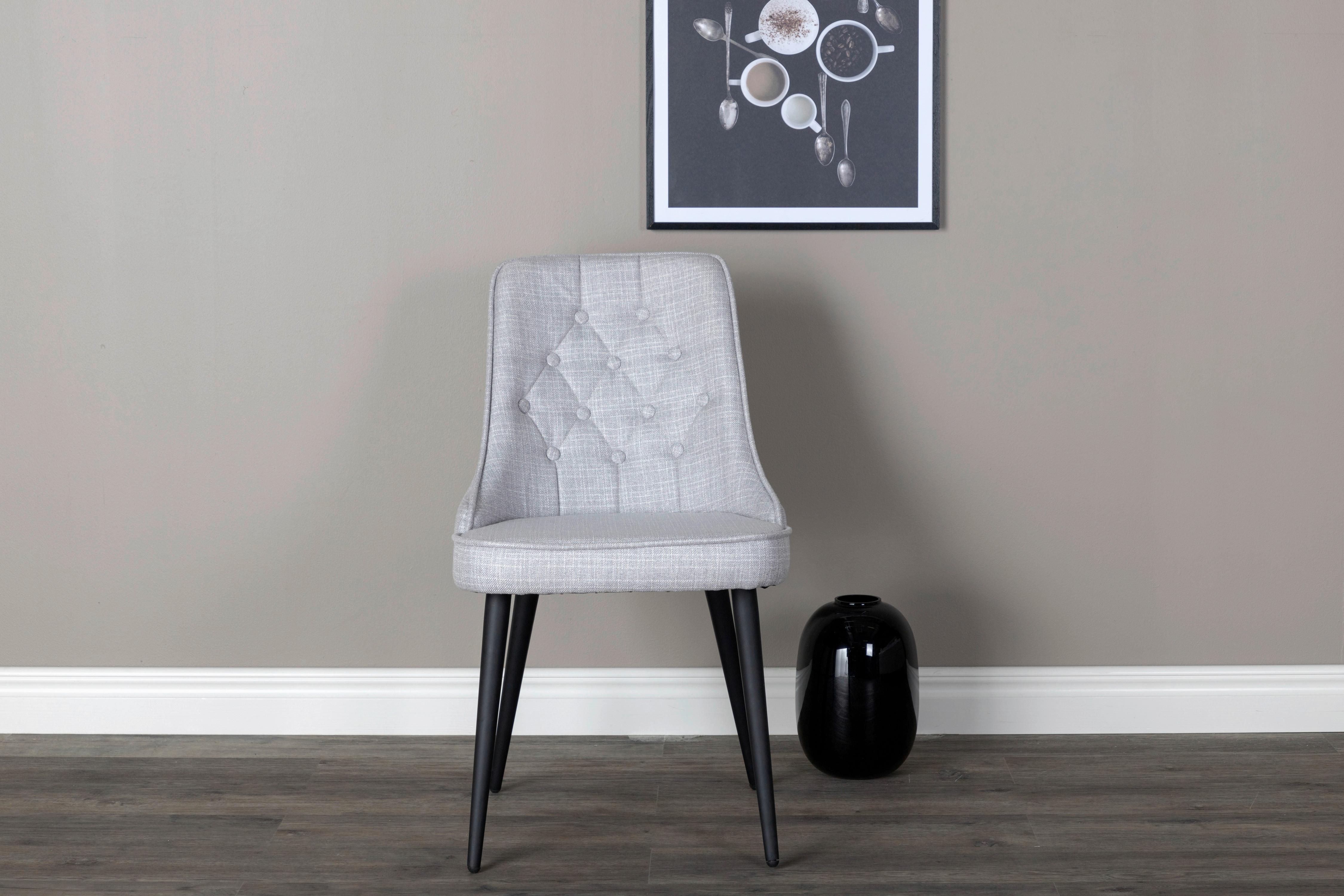 STUHL-SET VELVET DELUXE - Hellgrau/Schwarz, Design, Kunststoff/Textil (50/88,5/66cm) - Livetastic