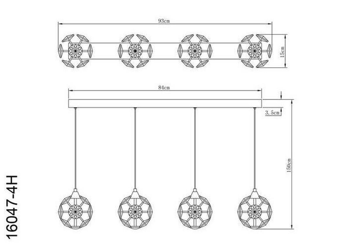 LED-HÄNGELEUCHTE 16047-4H VIRINA - Klar/Transparent, Konventionell, Glas/Kunststoff (93/15/150cm) - Globo