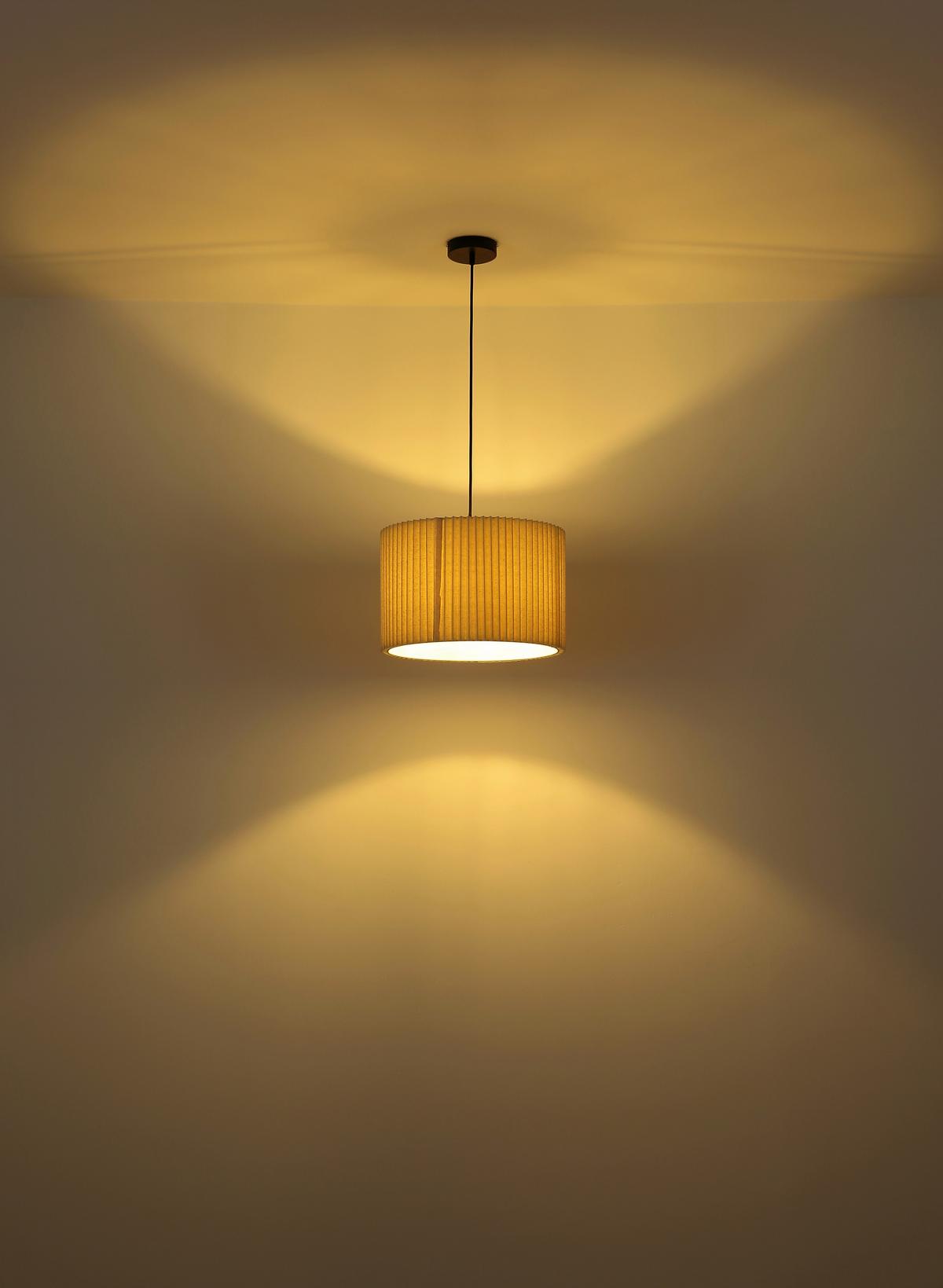 HÄNGELEUCHTE 15757H PAGE - Schwarz/Naturfarben, Basics, Textil/Metall (38/120cm) - Globo