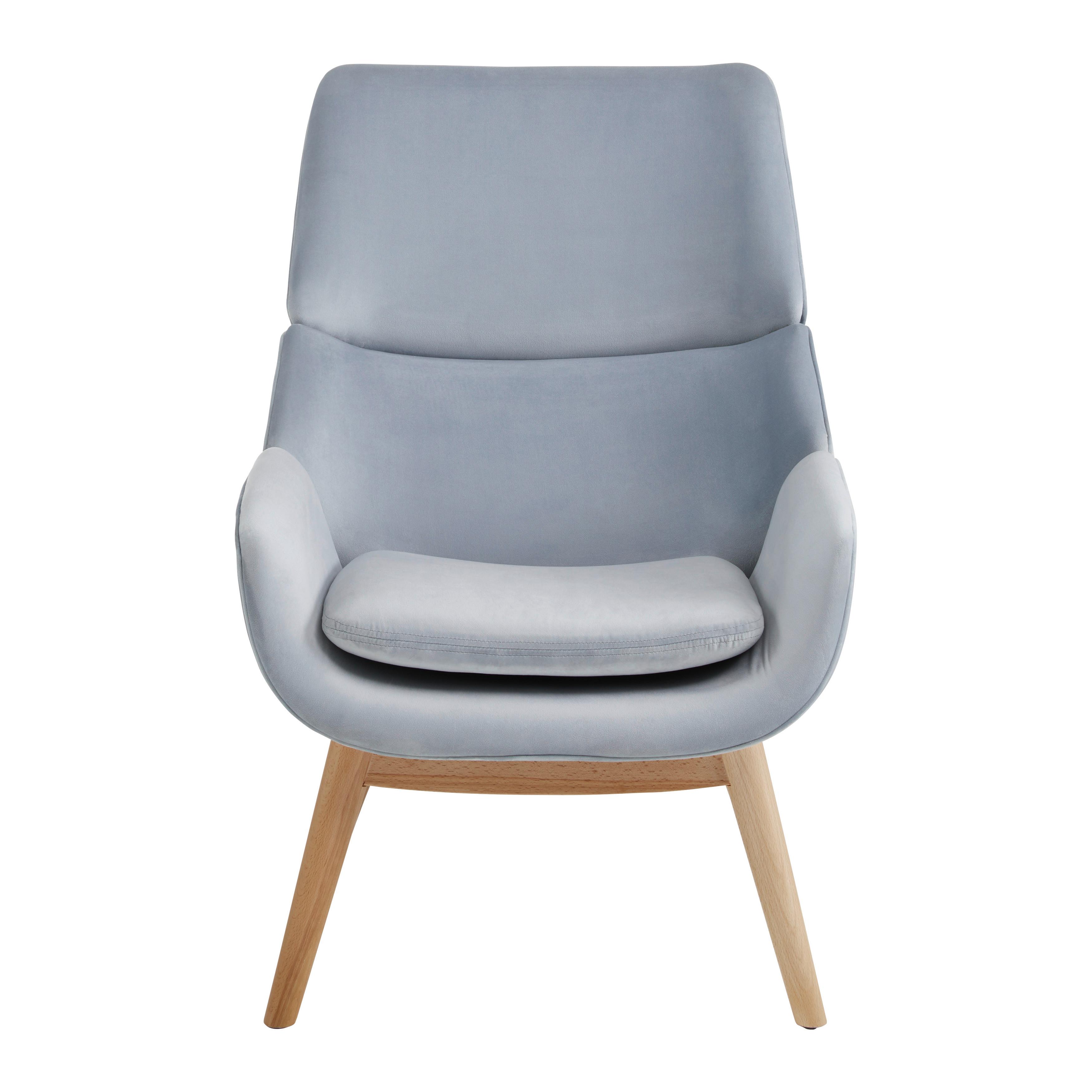 Fotelj Felia, Svetlo Siv, Žamet - barve bukve/svetlo siva, Moderno, tekstil/les (71/92,5/79cm) - Bessagi Home