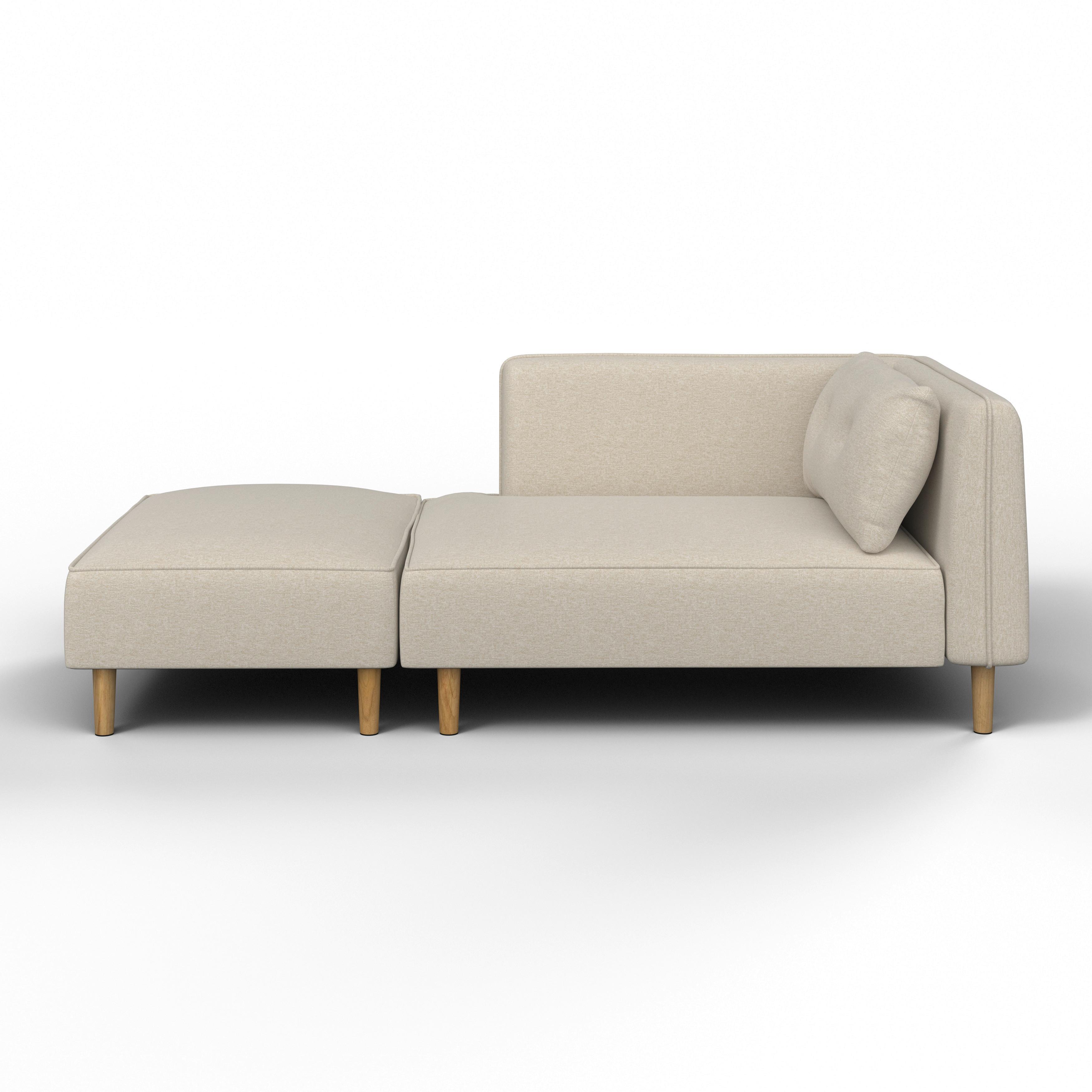 Modulsofa Fanny Beige Webstoff mit Hocker - Graubraun/Naturfarben, MODERN, Holz/Textil (154/55/73cm) - Bessagi Home