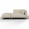 Sofa Fanny Beige Webstoff mit Hocker - Graubraun/Naturfarben, MODERN, Holz/Textil (154/55/73cm) - Bessagi Home