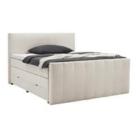 Boxspringbett Malaga Beige ca. 160x200cm - Beige/Silberfarben, KONVENTIONELL, Holz/Holzwerkstoff (160/200cm) - Premium Living