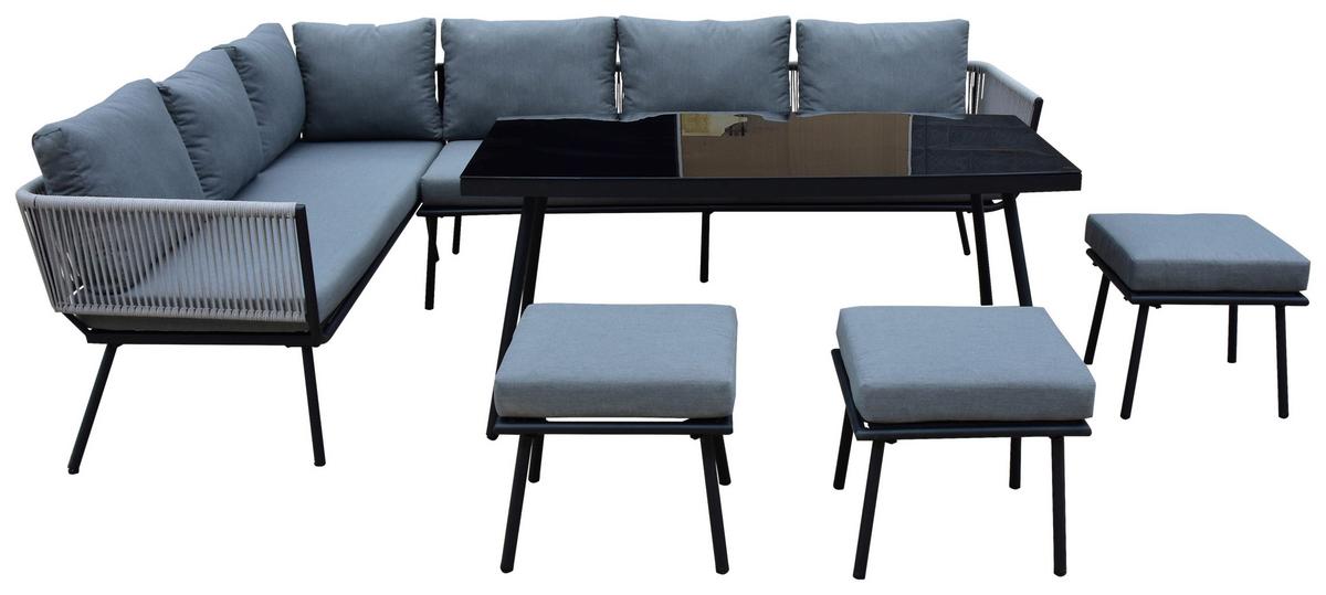 LOUNGEGARNITUR MICHAEL -INT- - Grau, Modern, Glas/Textil (252/65/203cm) - Mömax