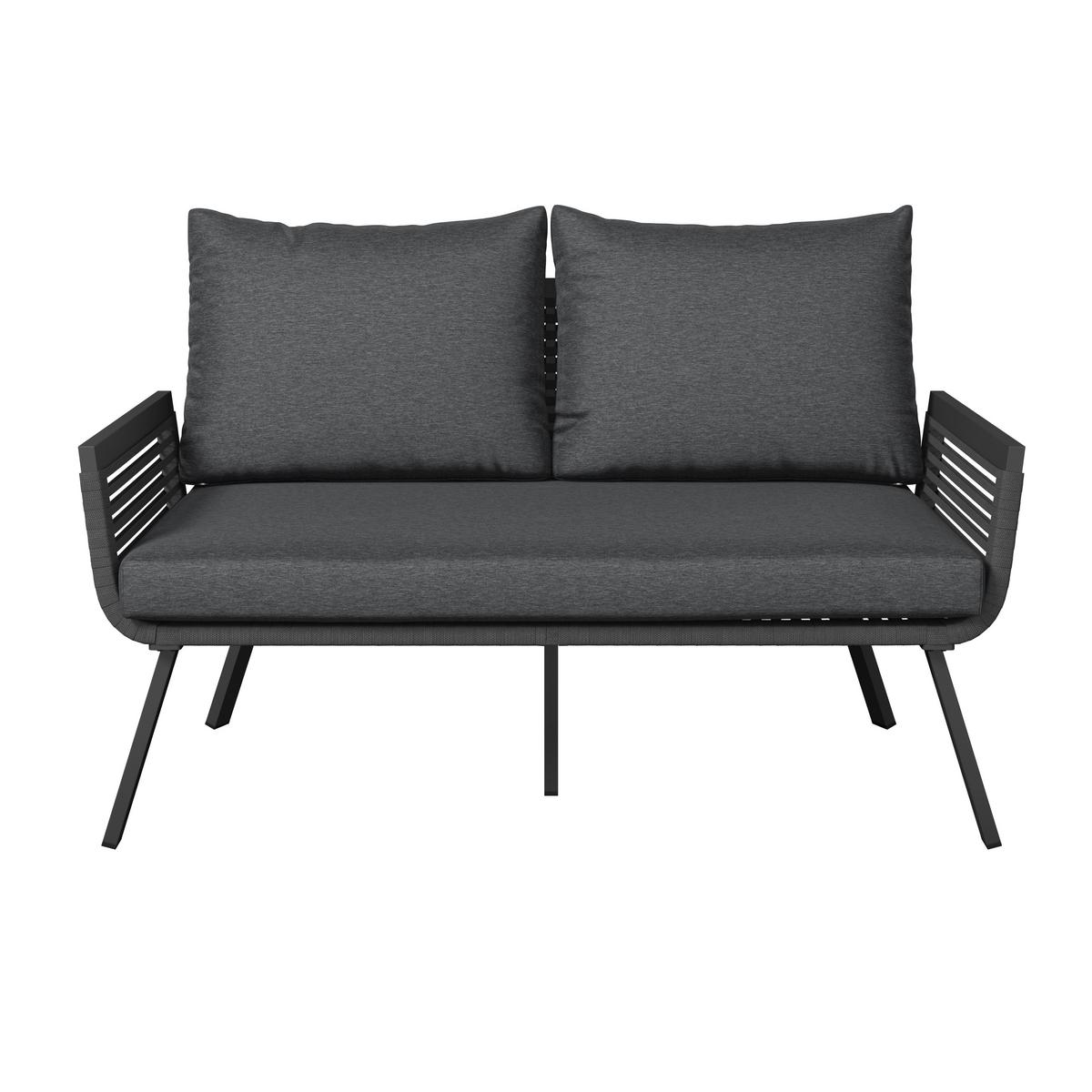 KOMPLET MEBLI TARASOWYCH VICTORIA - antracytowy/czarny, Modern, metal/tkanina (125/74/74cm) - Ambia Garden