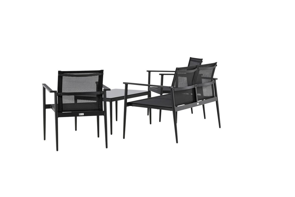 GARTENGARNITUR BREAK - Schwarz, KONVENTIONELL, Glas/Textil - Gardenson